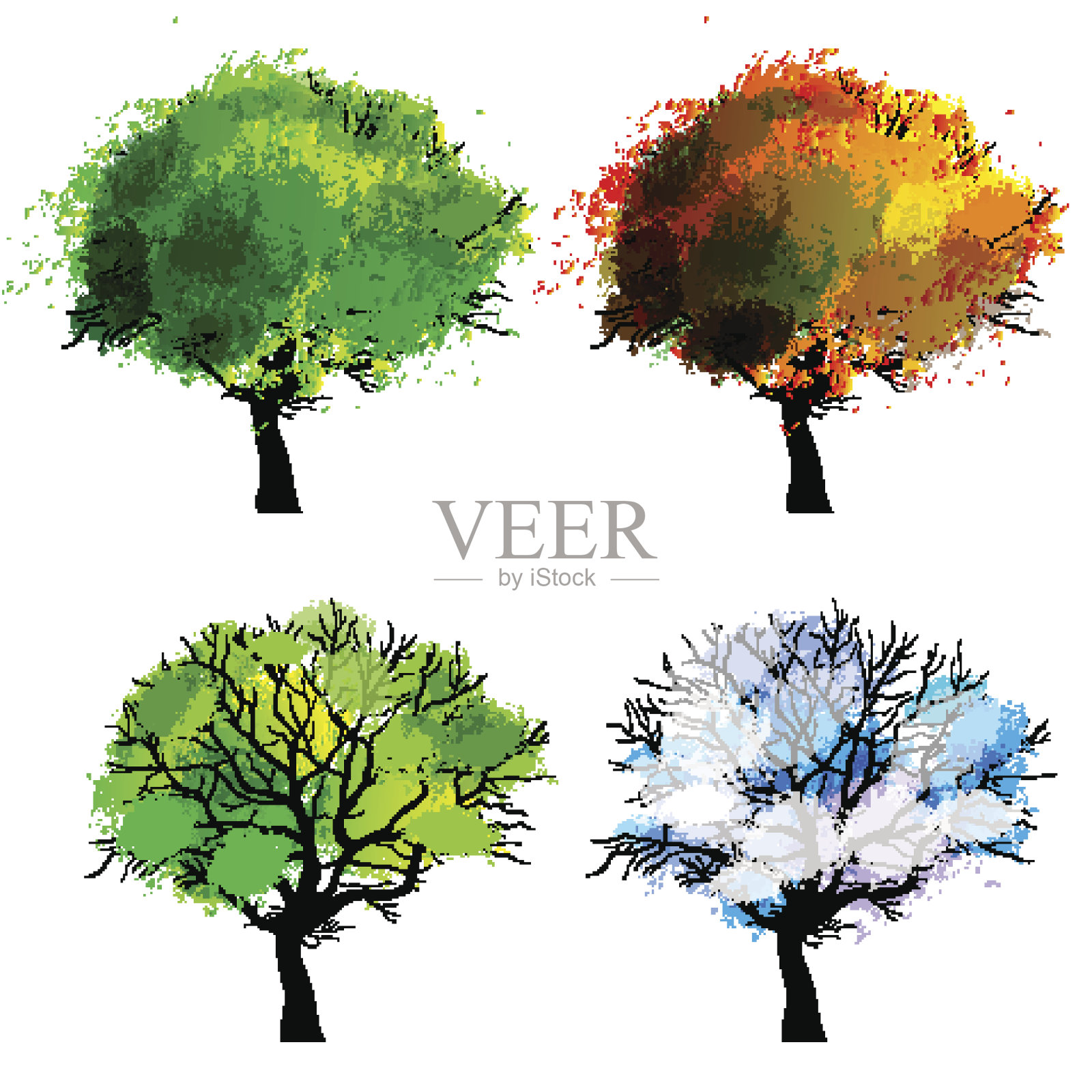 四季之树插画图片素材