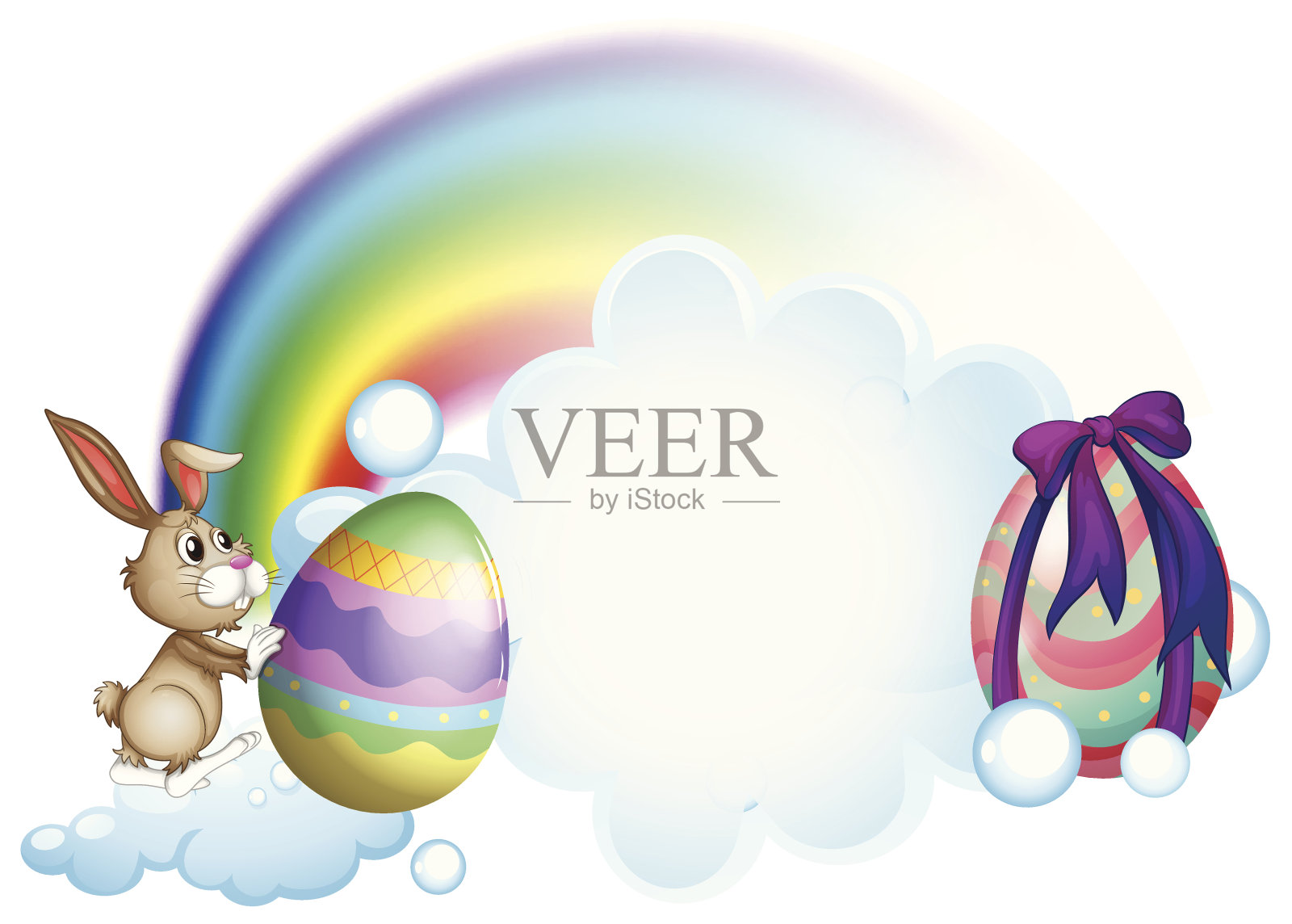 兔子在推复活节彩蛋插画图片素材