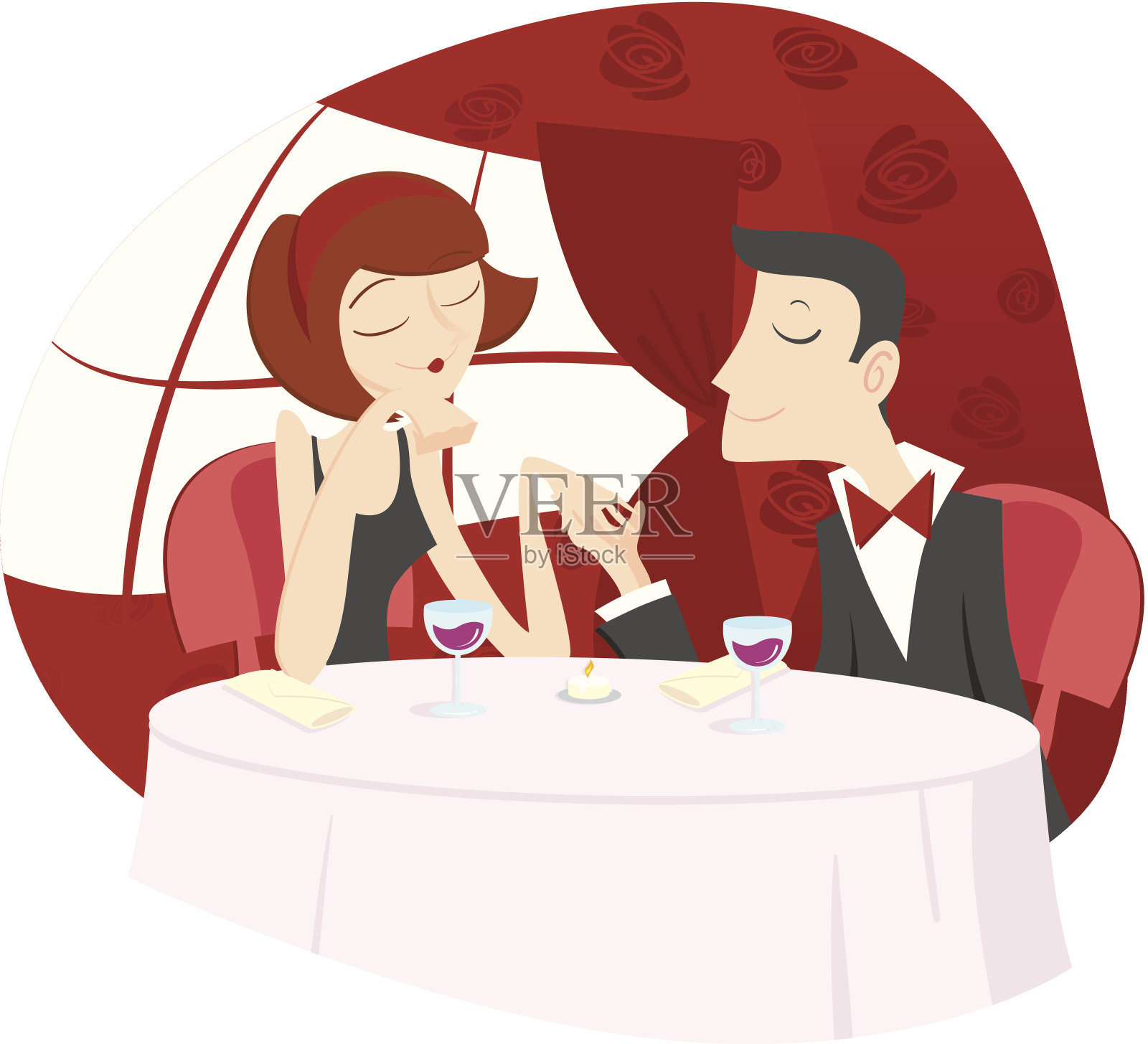餐厅里的浪漫情侣设计元素图片