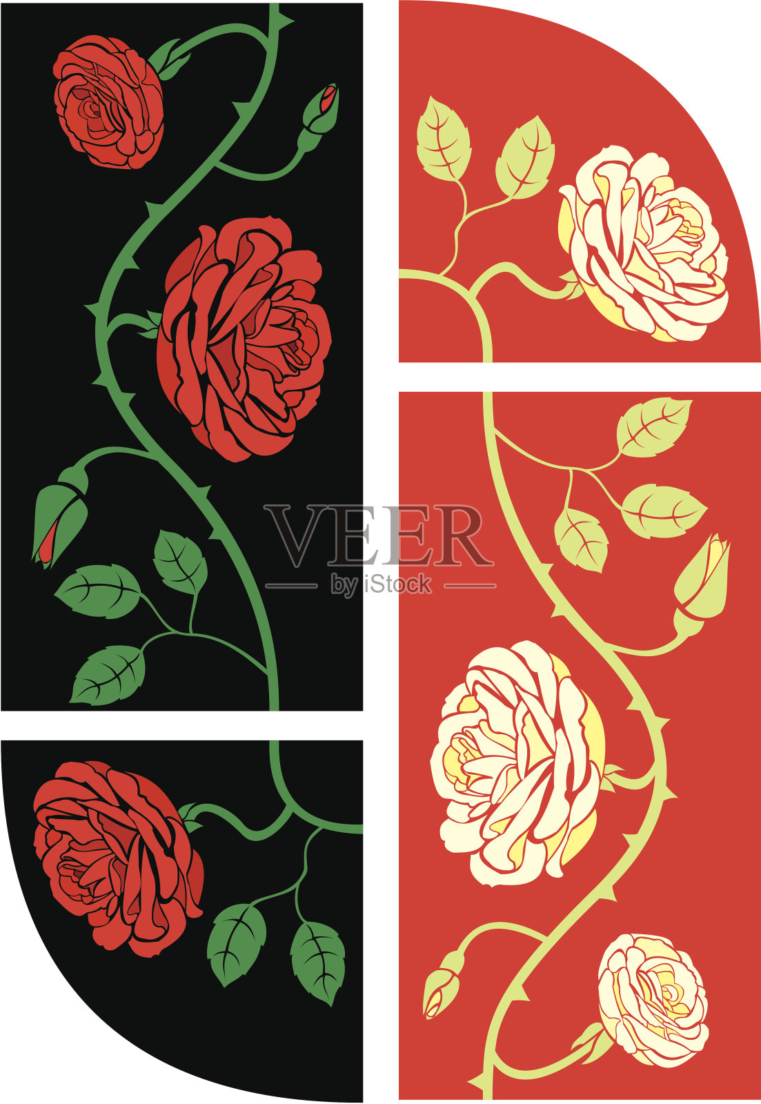 玫瑰框架无缝元素插画图片素材