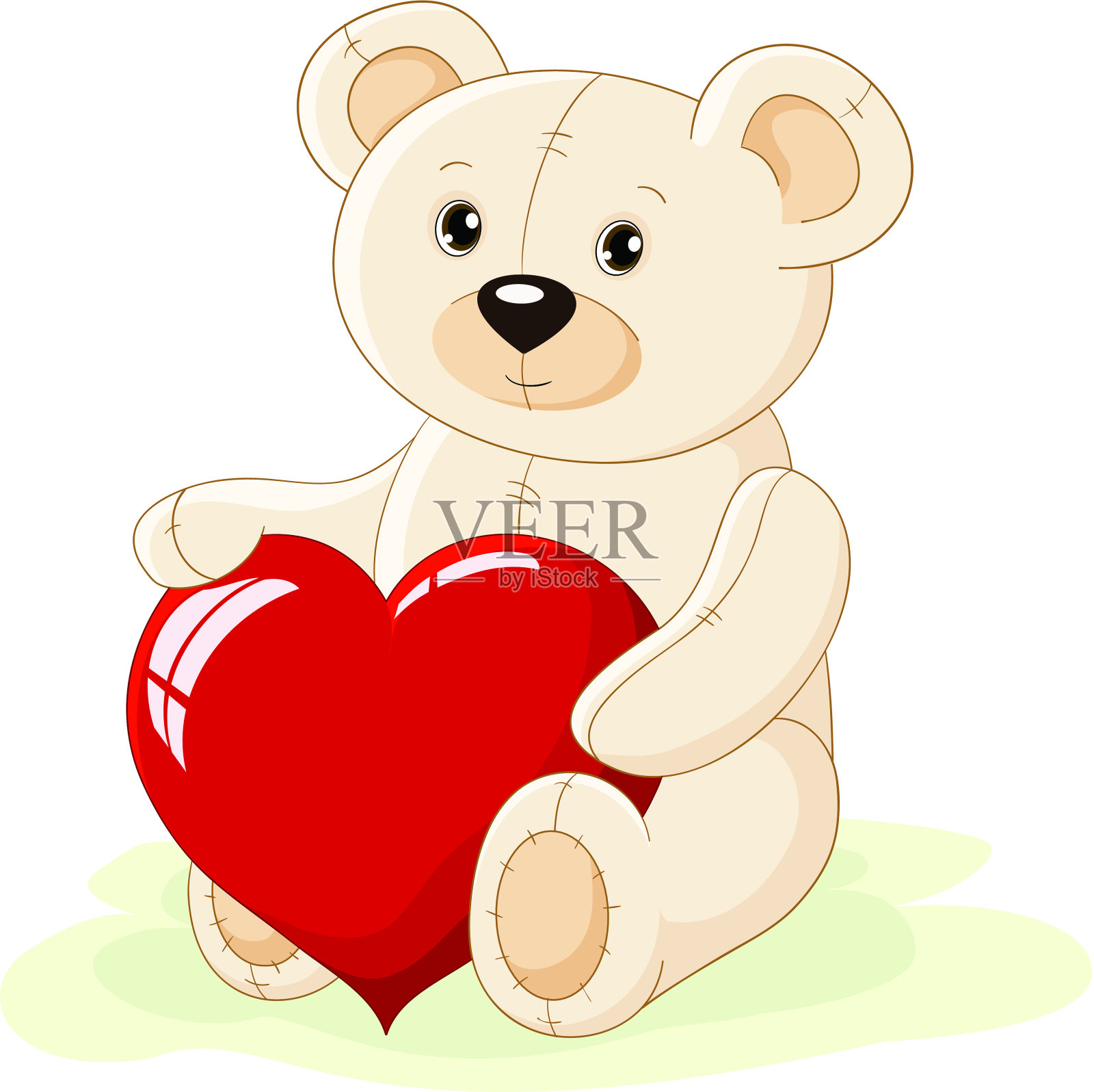 红色的心的泰迪熊设计元素图片