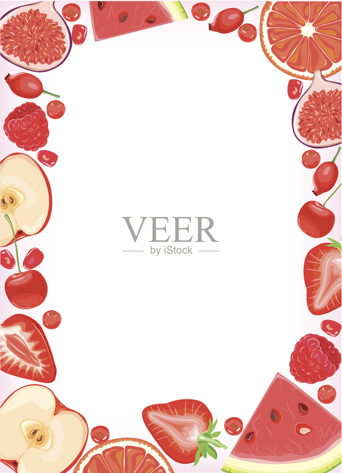 红色水果和浆果框架插画图片素材