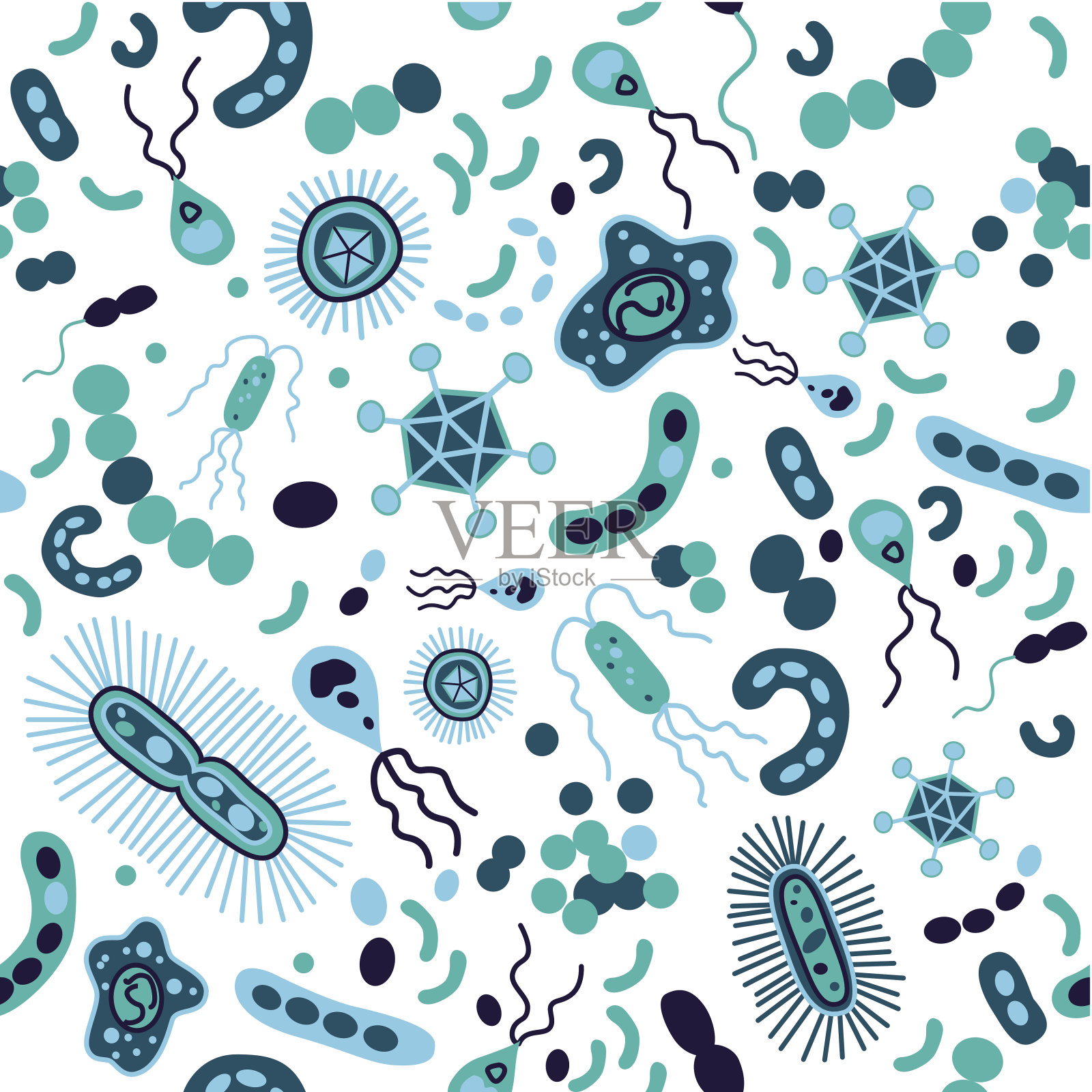 细菌无缝插画图片素材