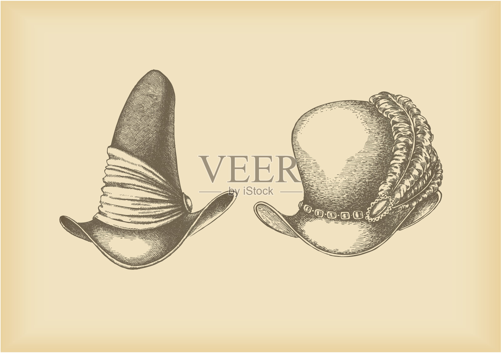 十七世纪的帽子画插画图片素材