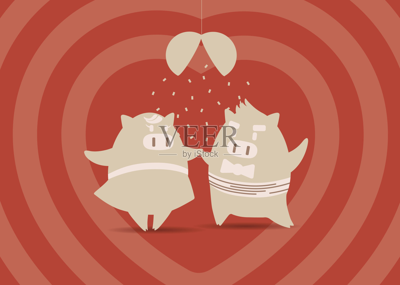 情人节的猪插画图片素材