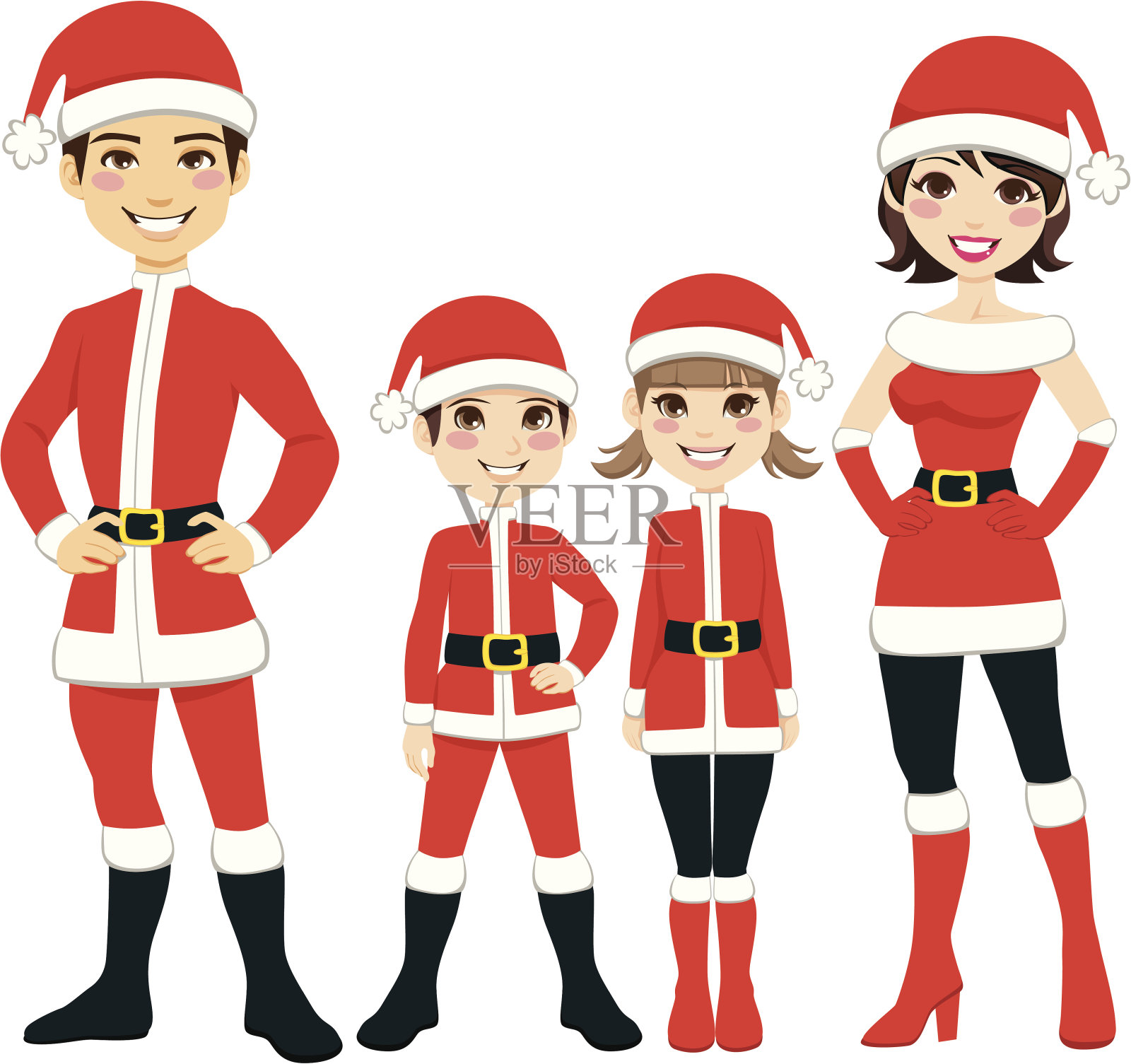 圣诞老人的家人插画图片素材