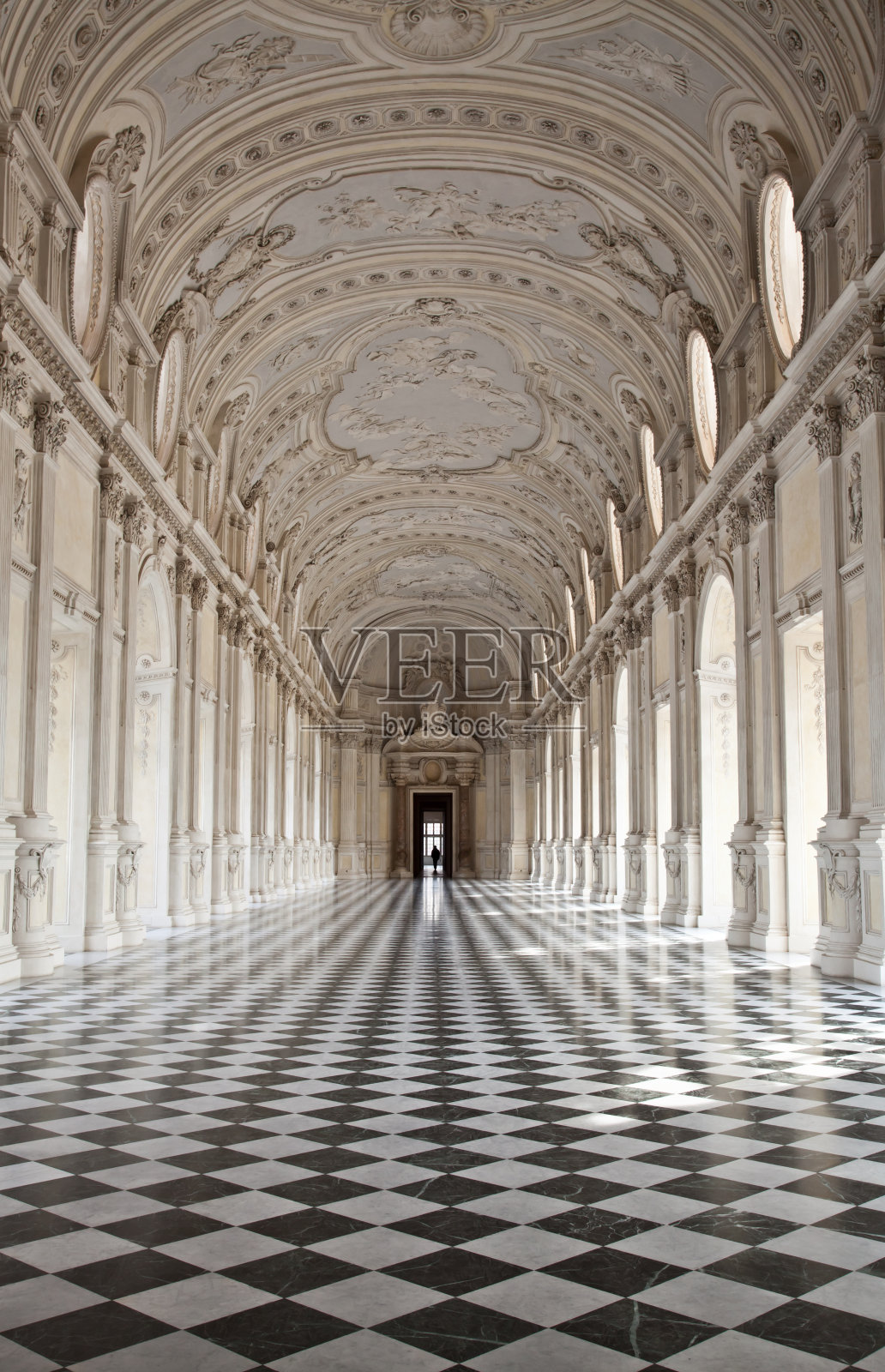 维纳里亚皇家宫殿戴安娜拱廊的走廊照片摄影图片
