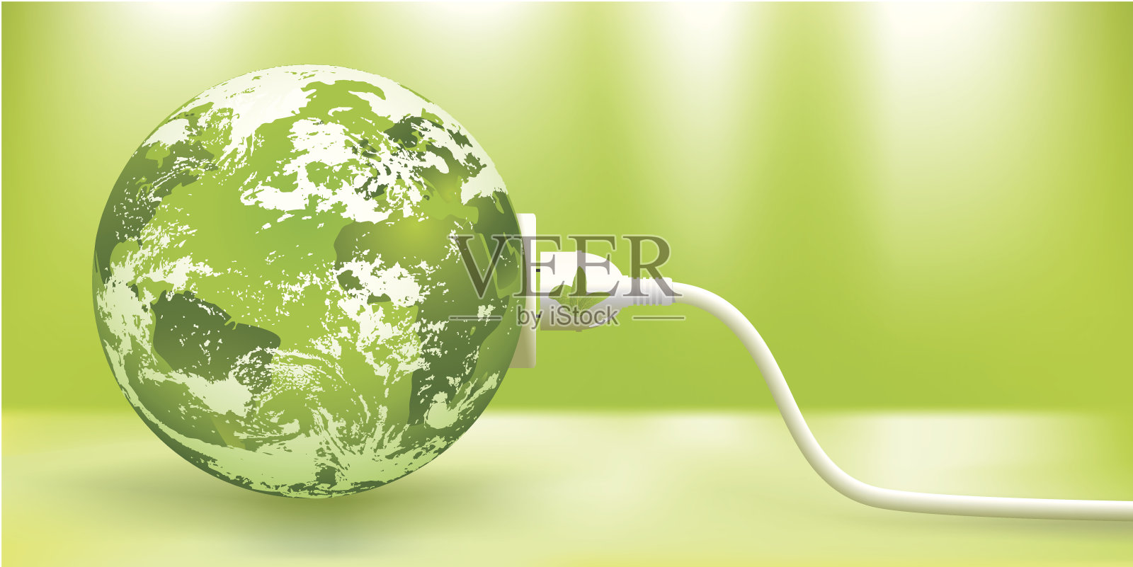 抽象的绿色地球能源概念插画图片素材