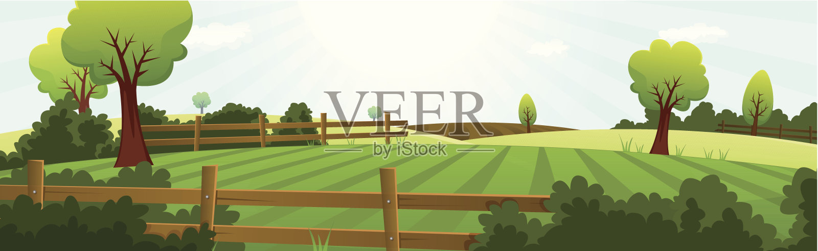 农业和农业景观旗帜插画图片素材