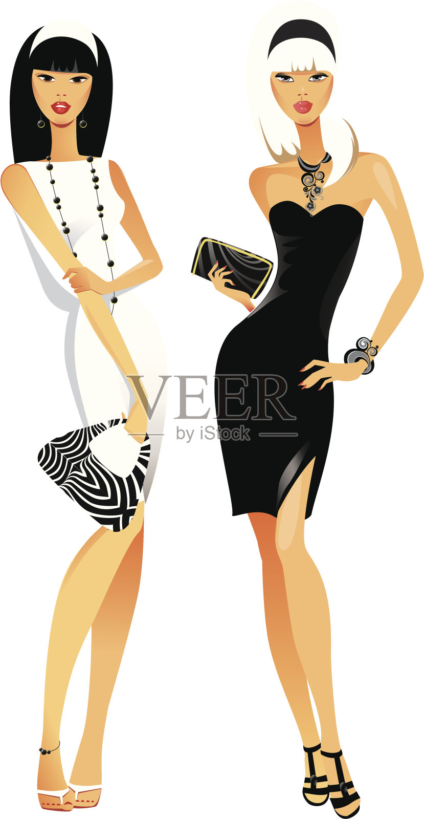 两个时尚的女性插画图片素材