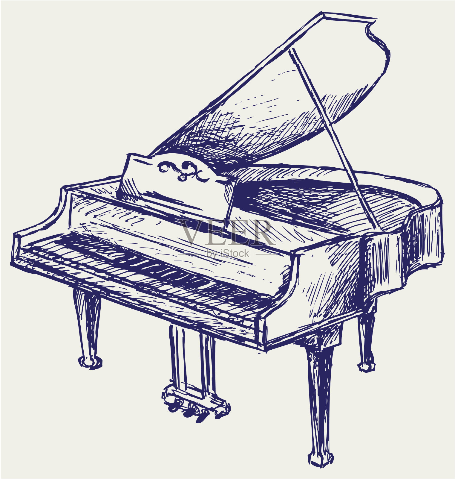 一幅用钢笔和墨水绘制的钢琴插图插画图片素材