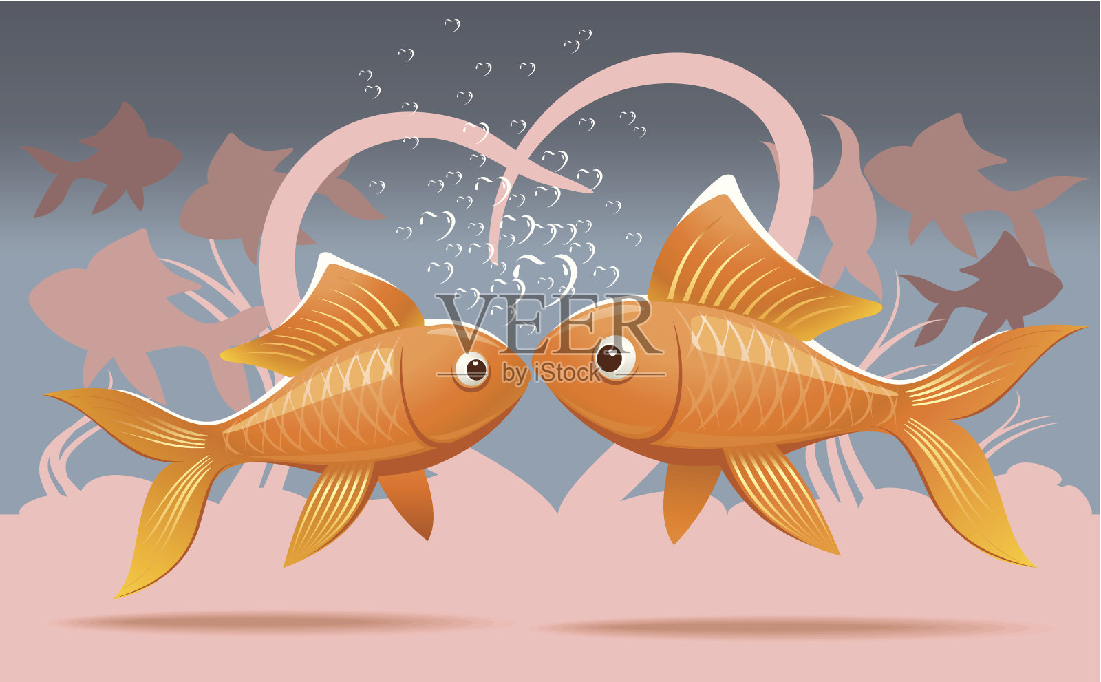 浪漫的鱼插画图片素材