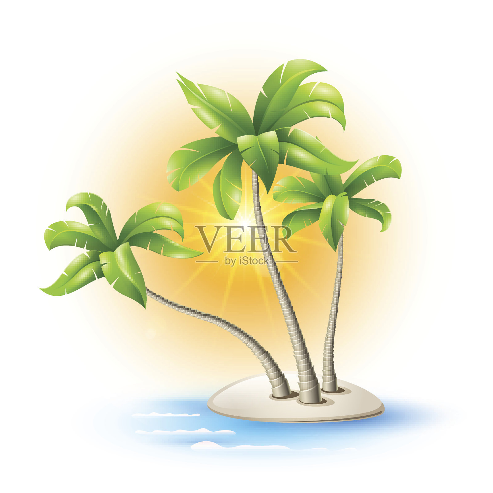 有棕榈树的岛屿插画图片素材