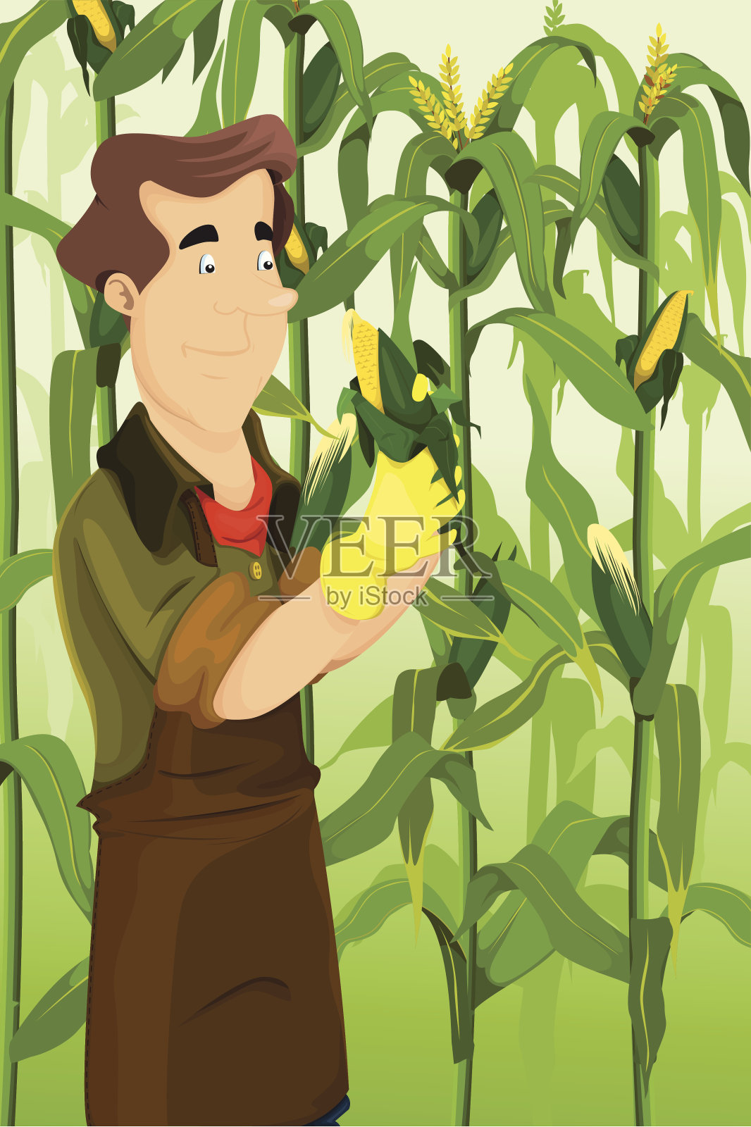 农民收割玉米设计元素图片