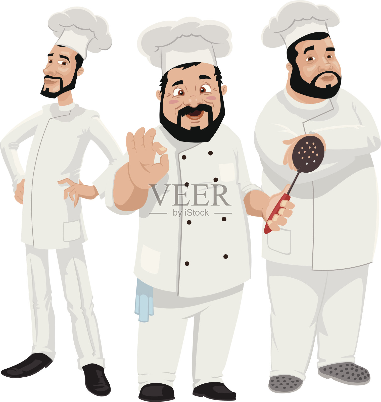 三个厨师插画图片素材