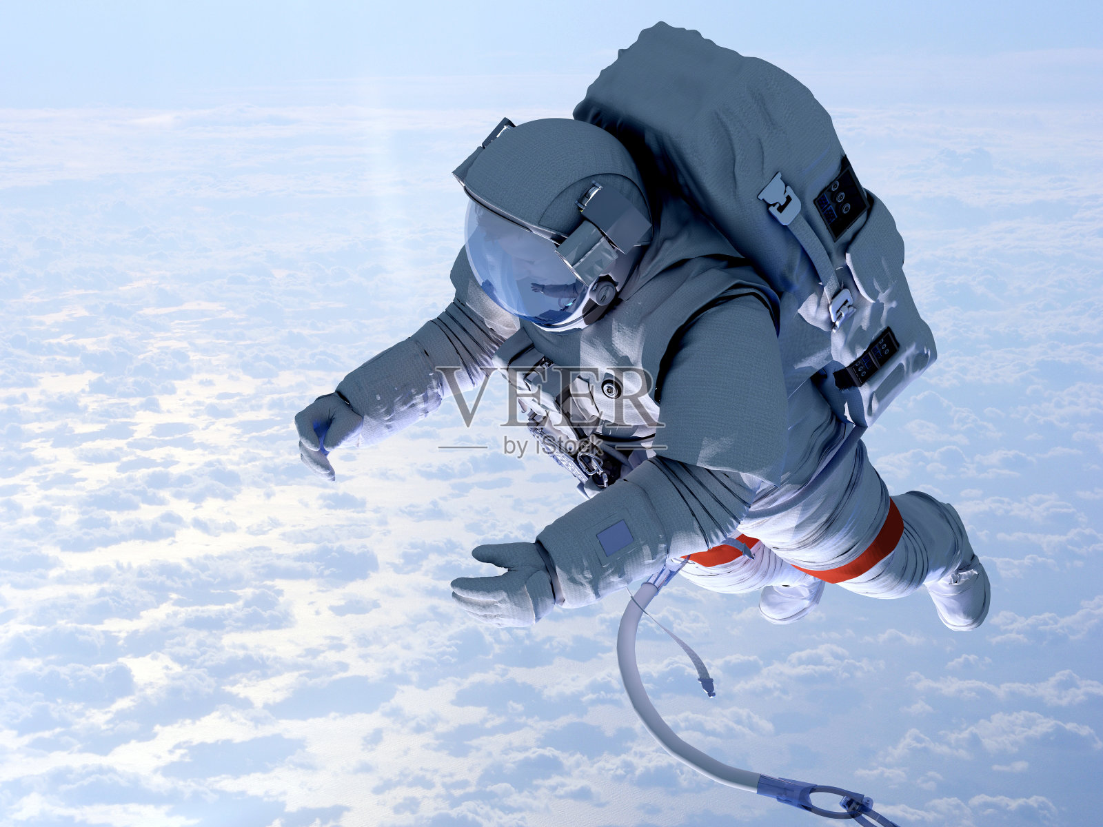 宇航员在云层之上照片摄影图片