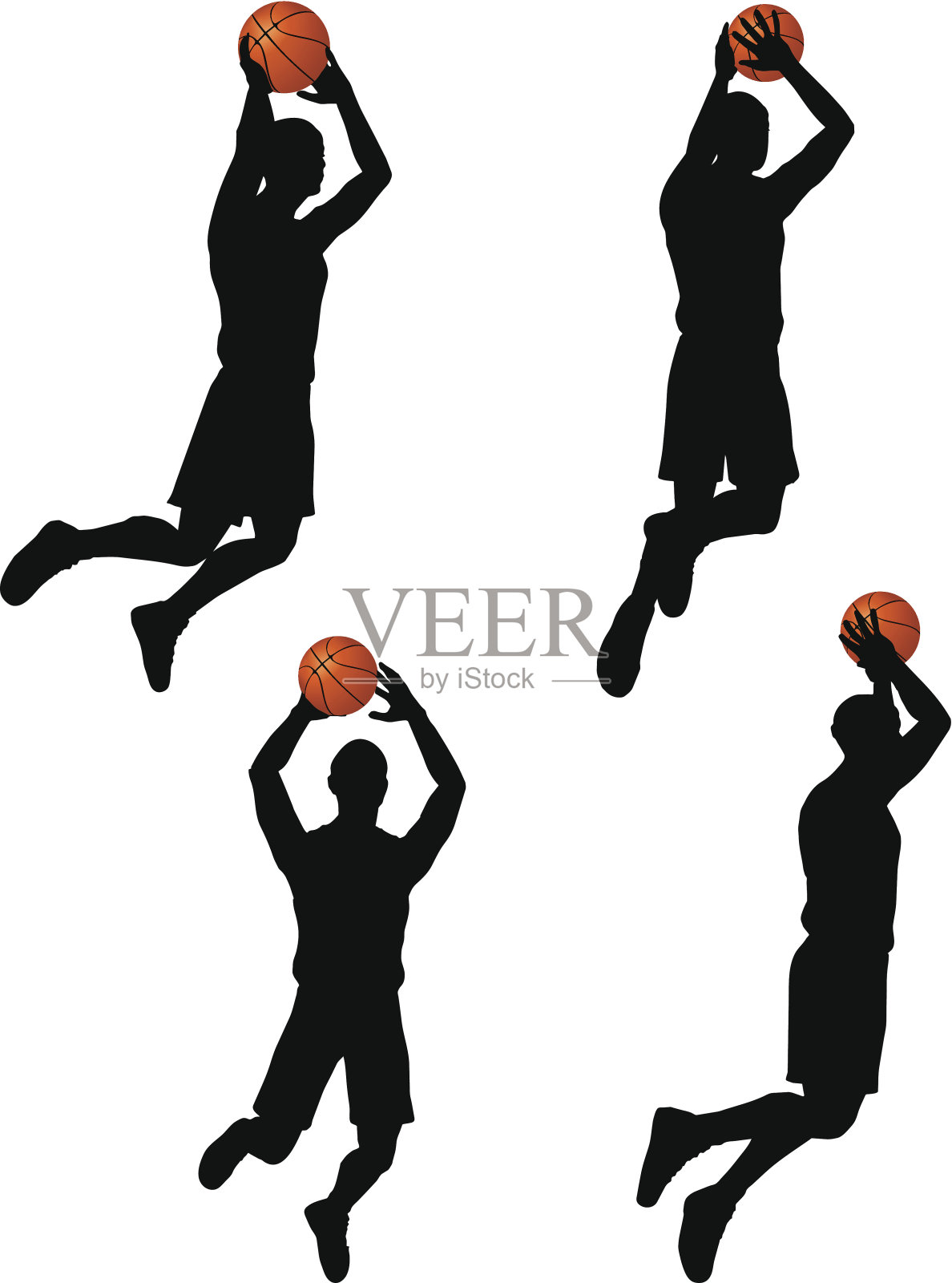 向量篮球运动员剪影收集在slam位置插画图片素材