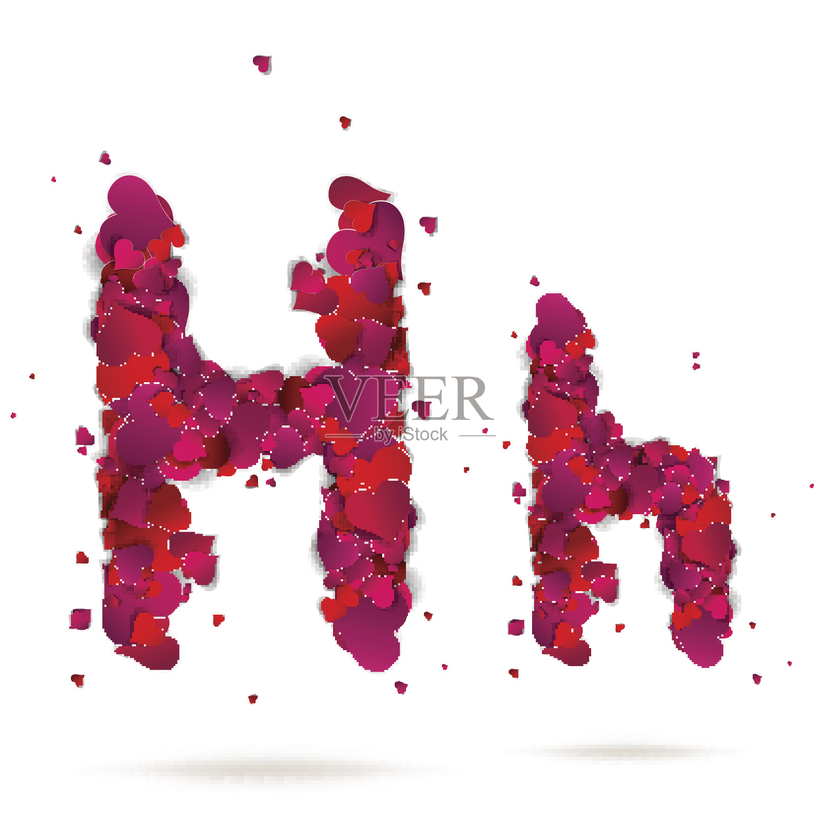 字母h由心组成。爱的字母设计元素图片