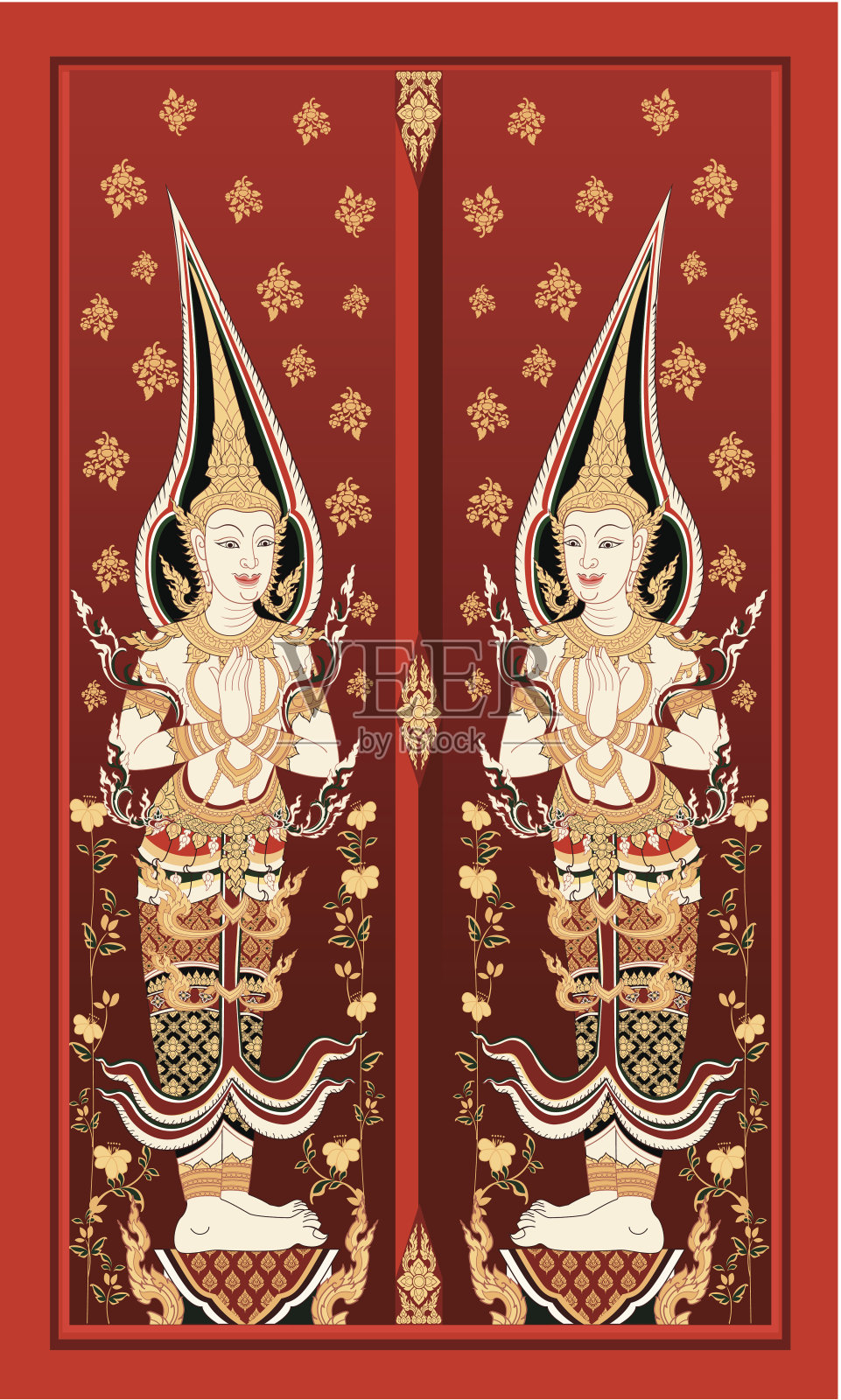 泰国寺庙门插画图片素材