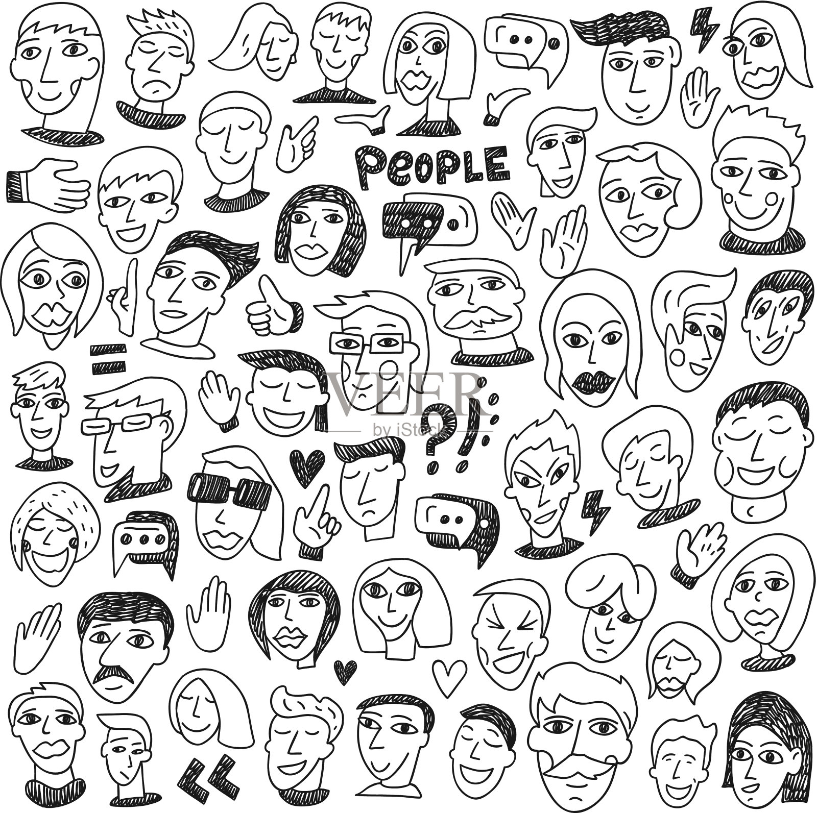 脸——大型涂鸦集插画图片素材