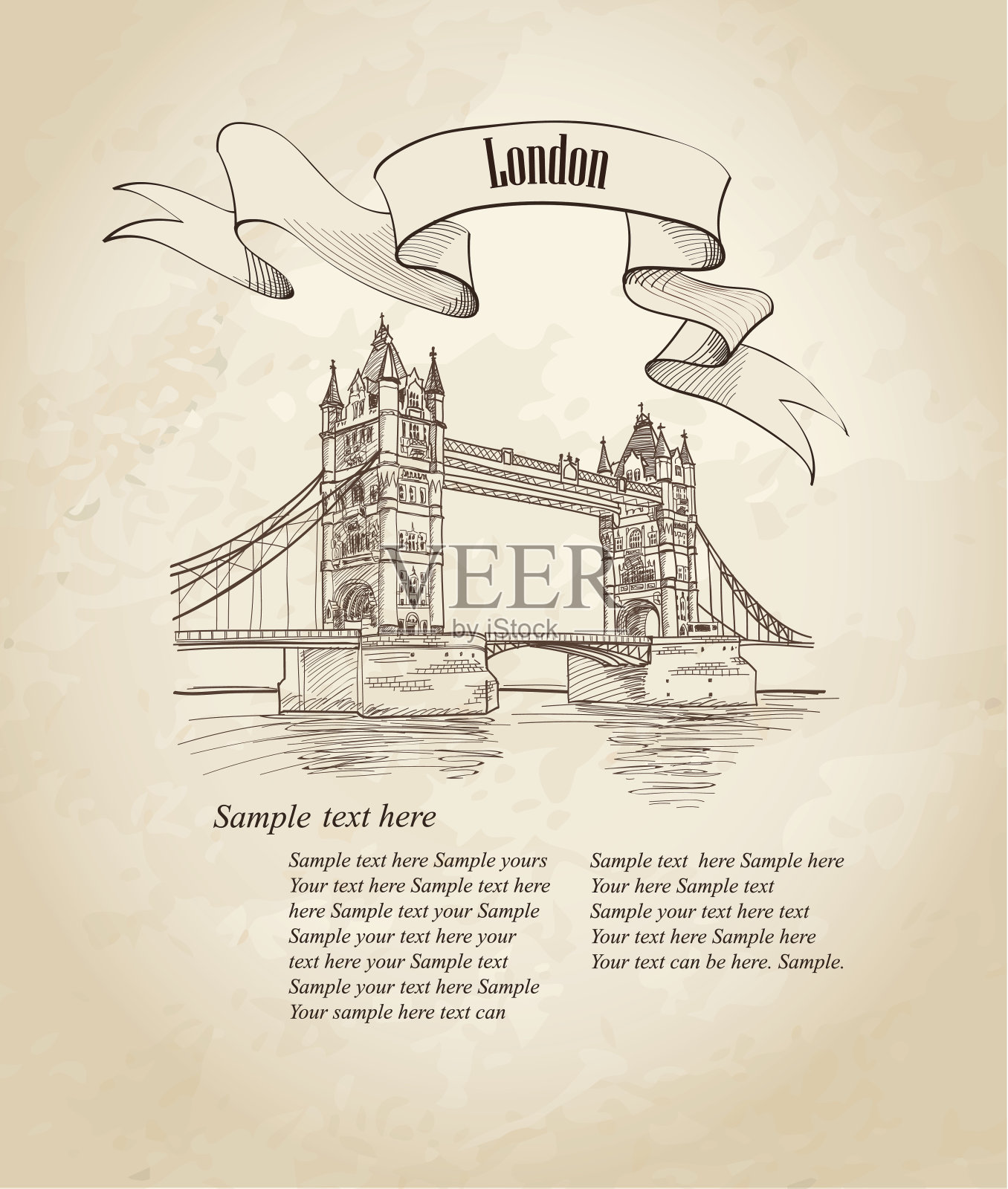 塔桥，英国，伦敦。老式的背景。插画图片素材