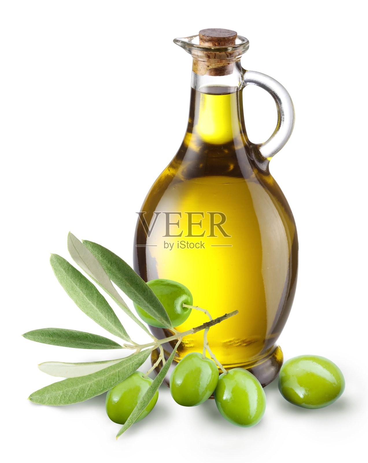 用橄榄枝和一瓶橄榄油照片摄影图片