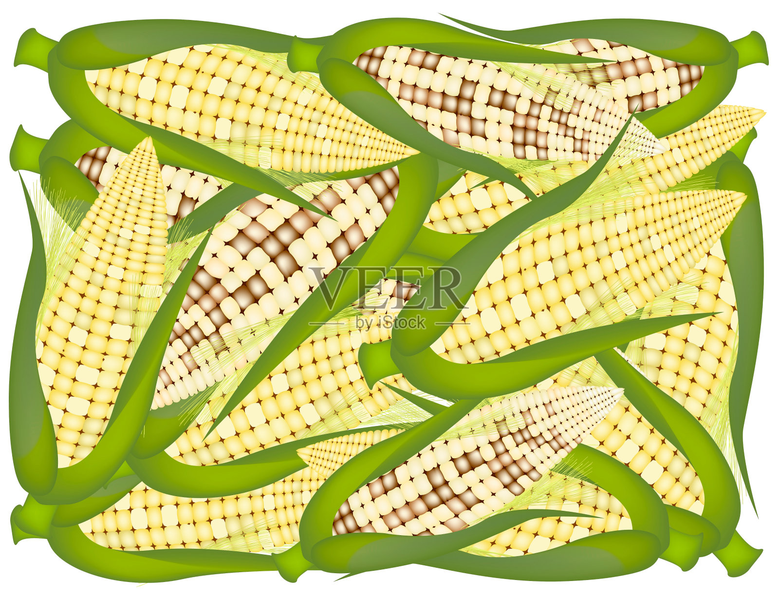黄色新鲜玉米堆背景插画图片素材
