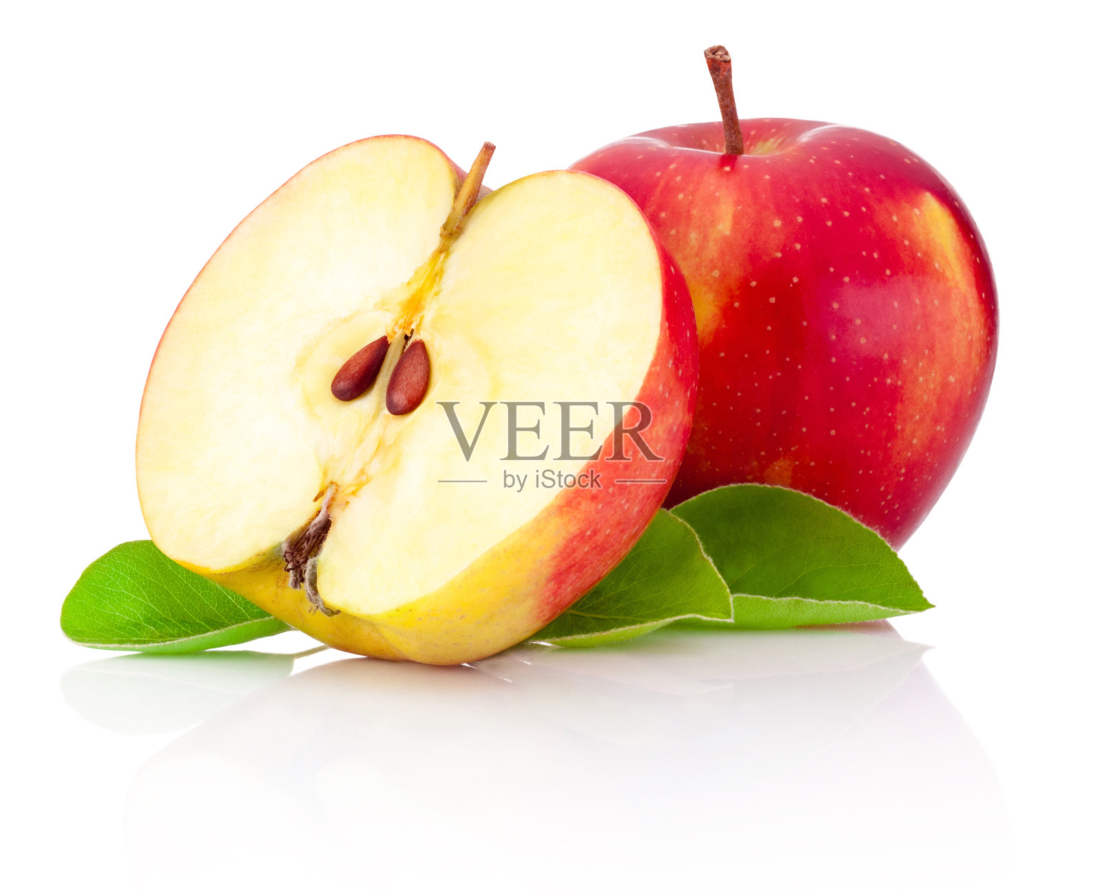 一个半红苹果孤立白色背景照片摄影图片