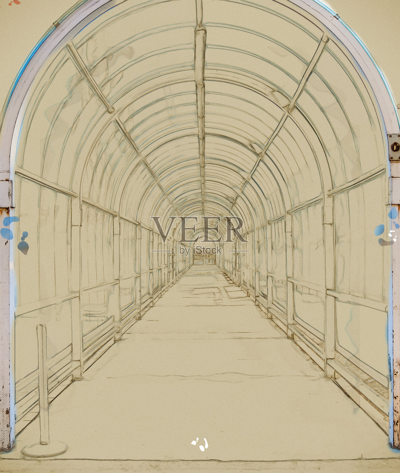 隧道结构，钢和玻璃照片摄影图片