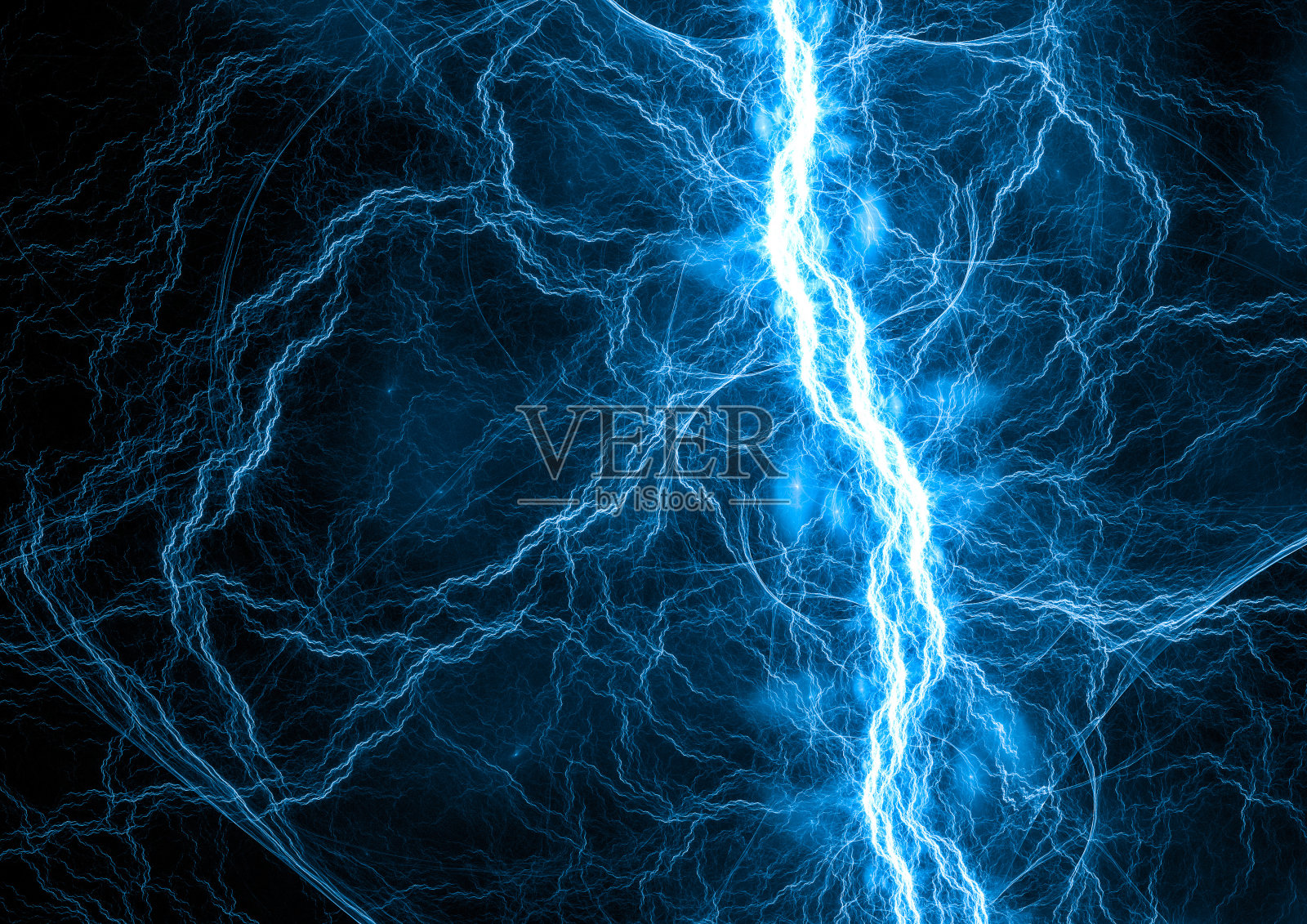 蓝色闪电电设计元素图片