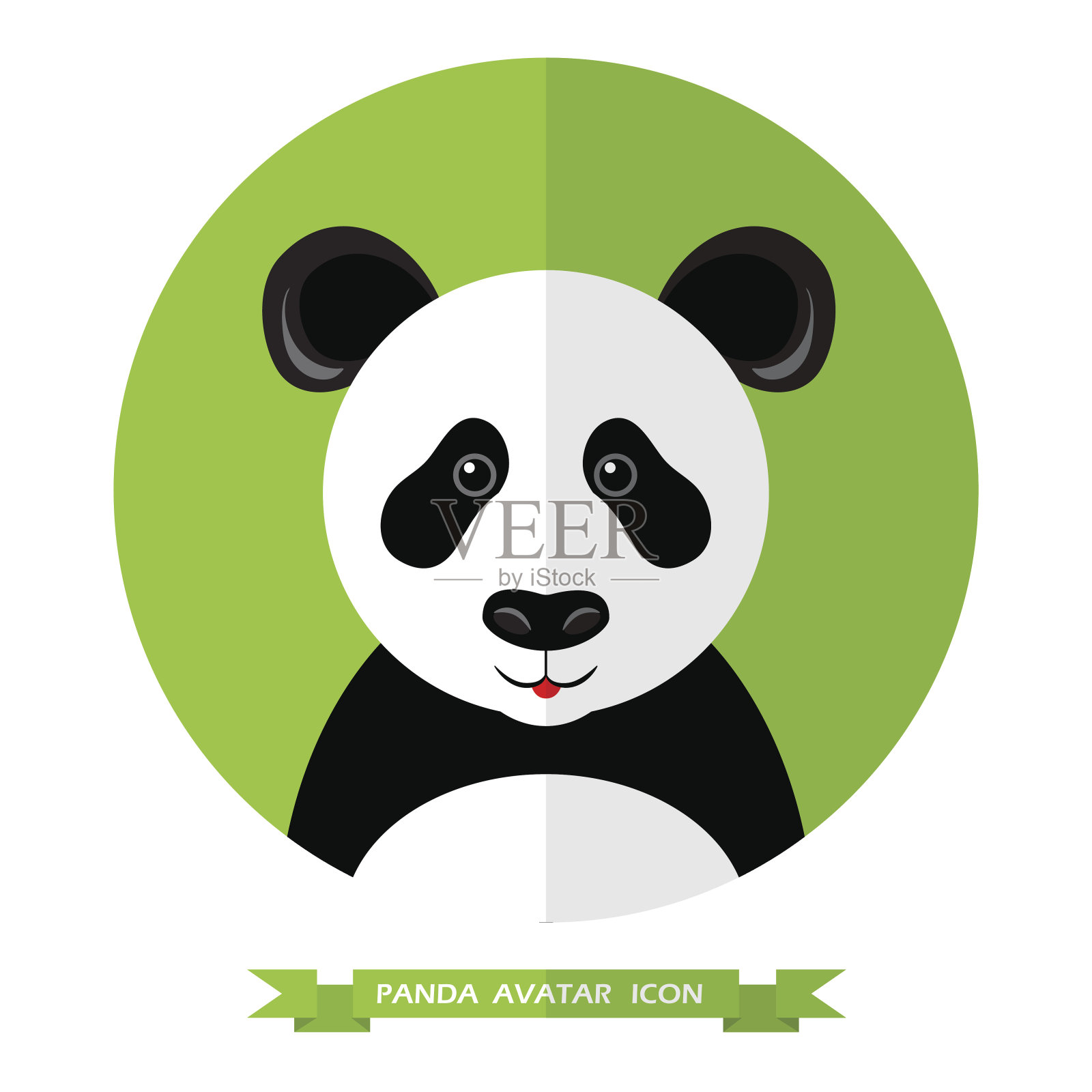 扁平风格的熊猫头像图标。设计元素插画图片素材