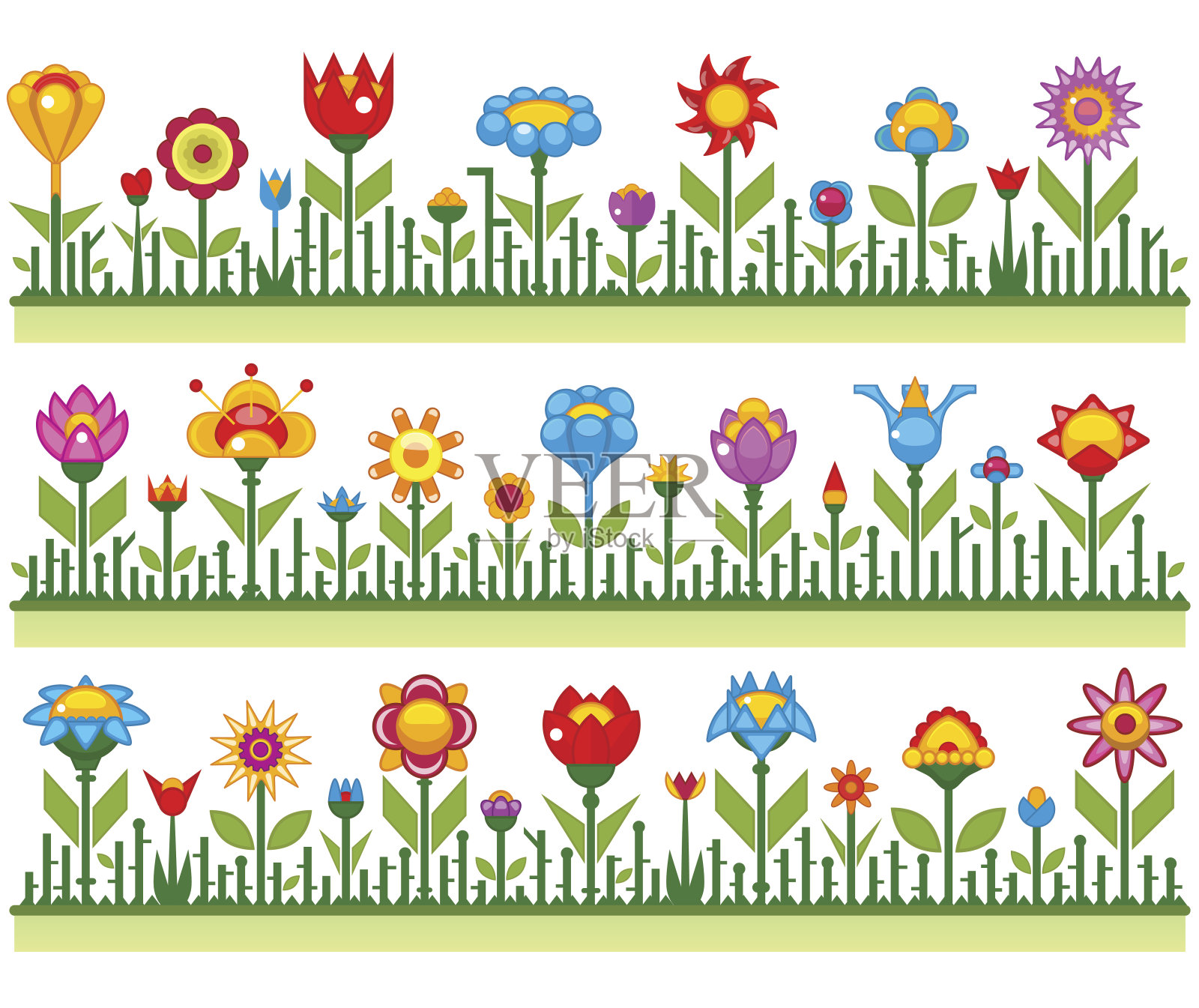 花的边界与抽象的花向量插图插画图片素材