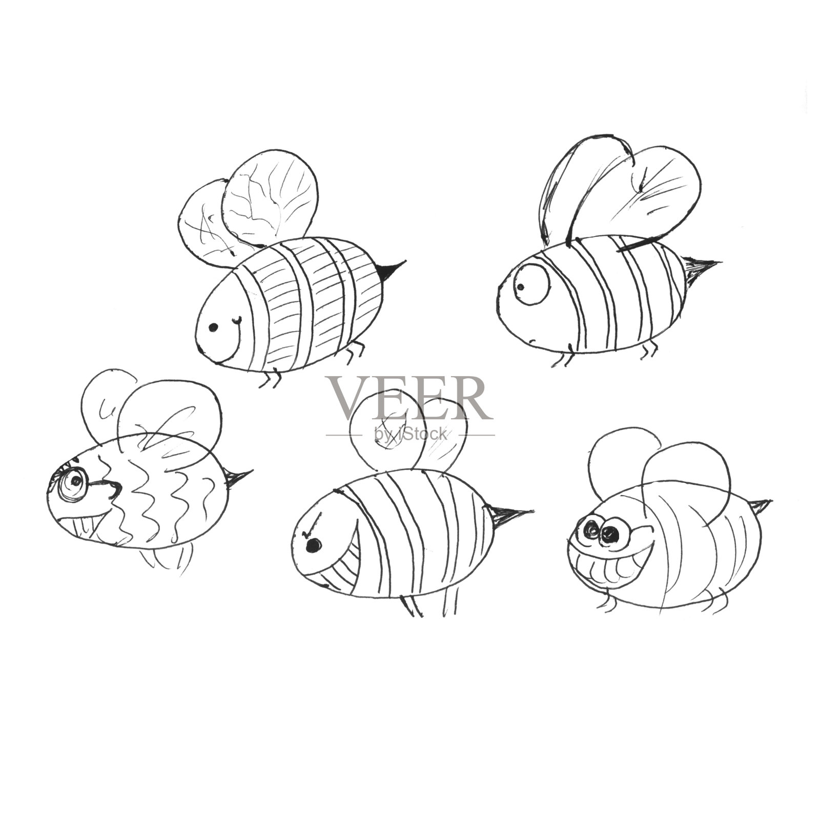 手绘的蜜蜂设计元素图片