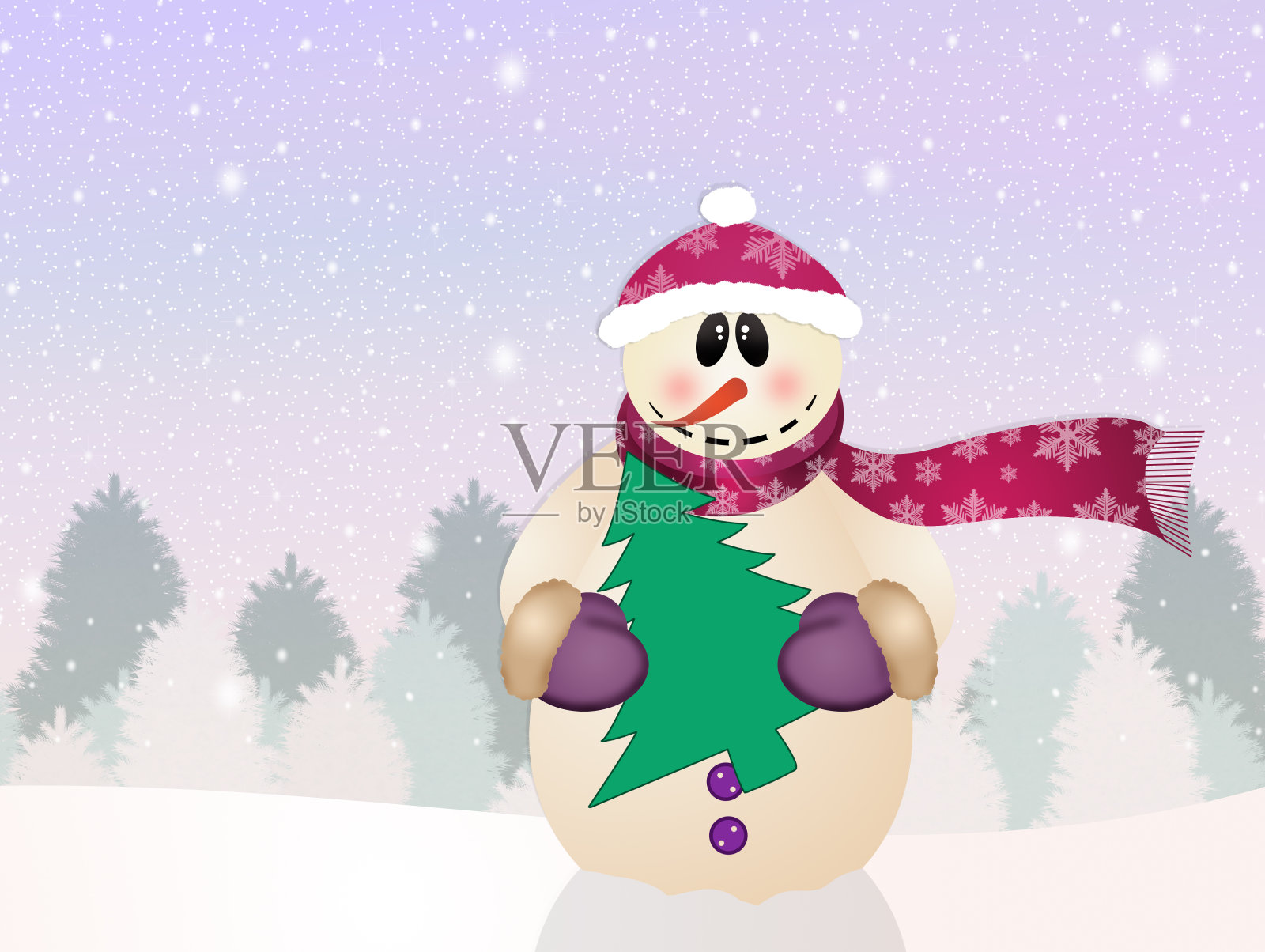 圣诞树雪人设计元素图片