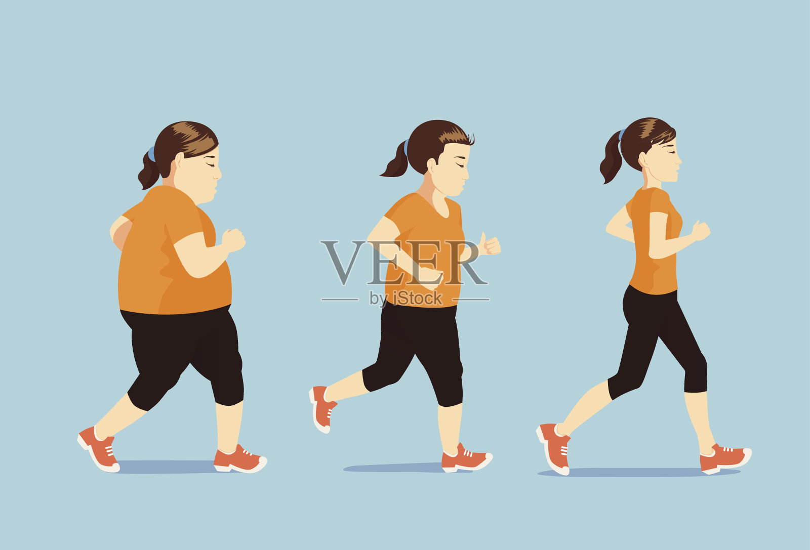 女性跑步减肥插画图片素材