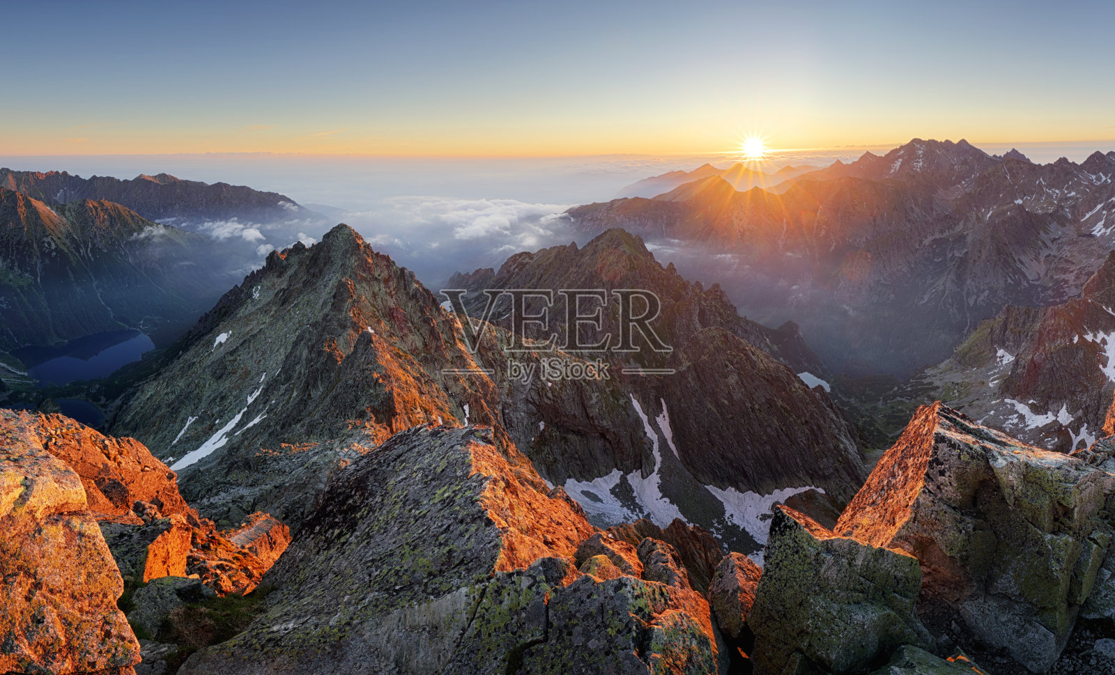山日落全景景观Tatras, Rysy，斯洛伐克照片摄影图片