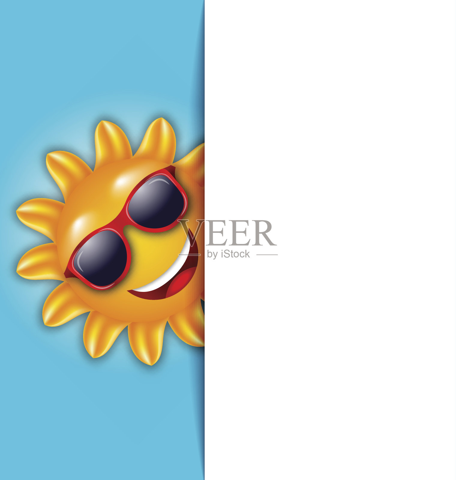 清洁卡与卡通人物太阳在太阳镜插画图片素材