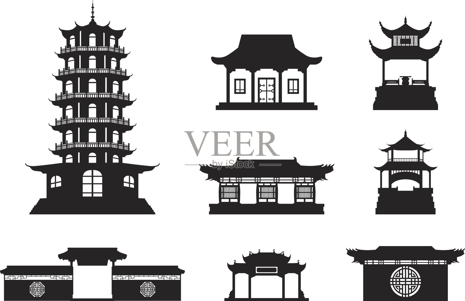 中国建筑轮廓设计元素图片