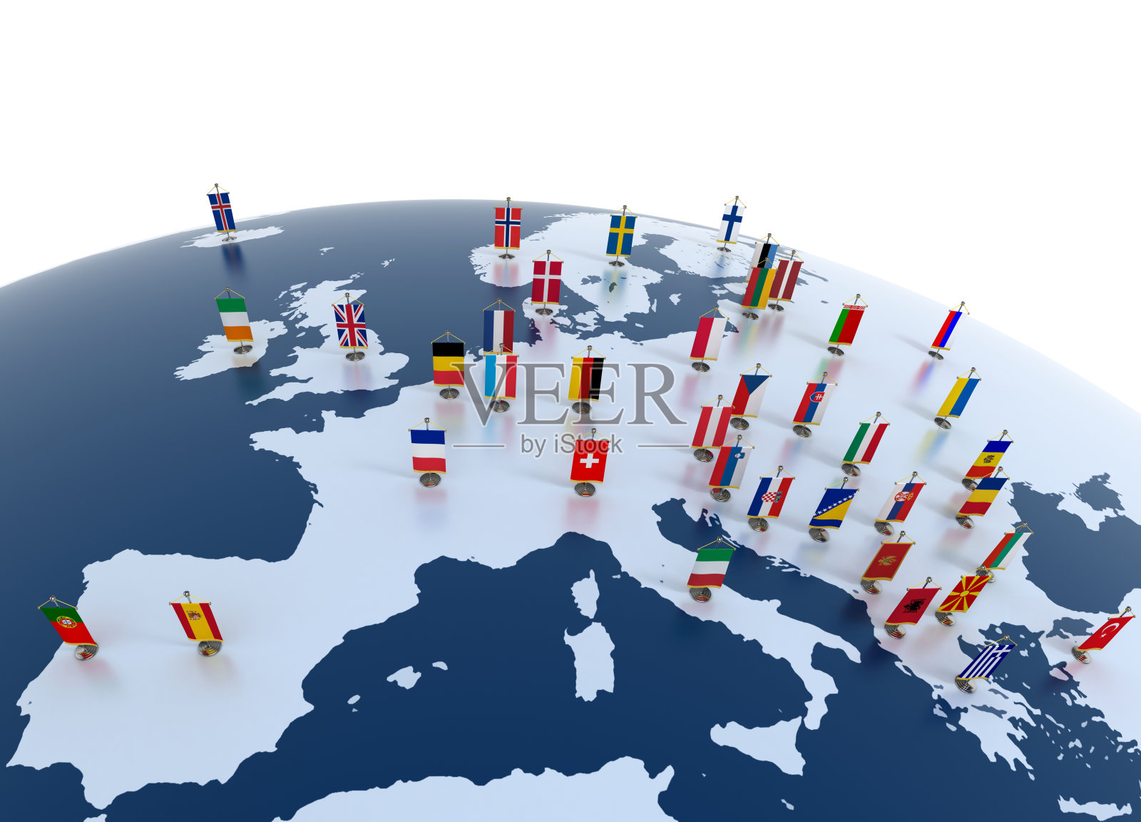 用旗帜标记的欧洲大陆照片摄影图片