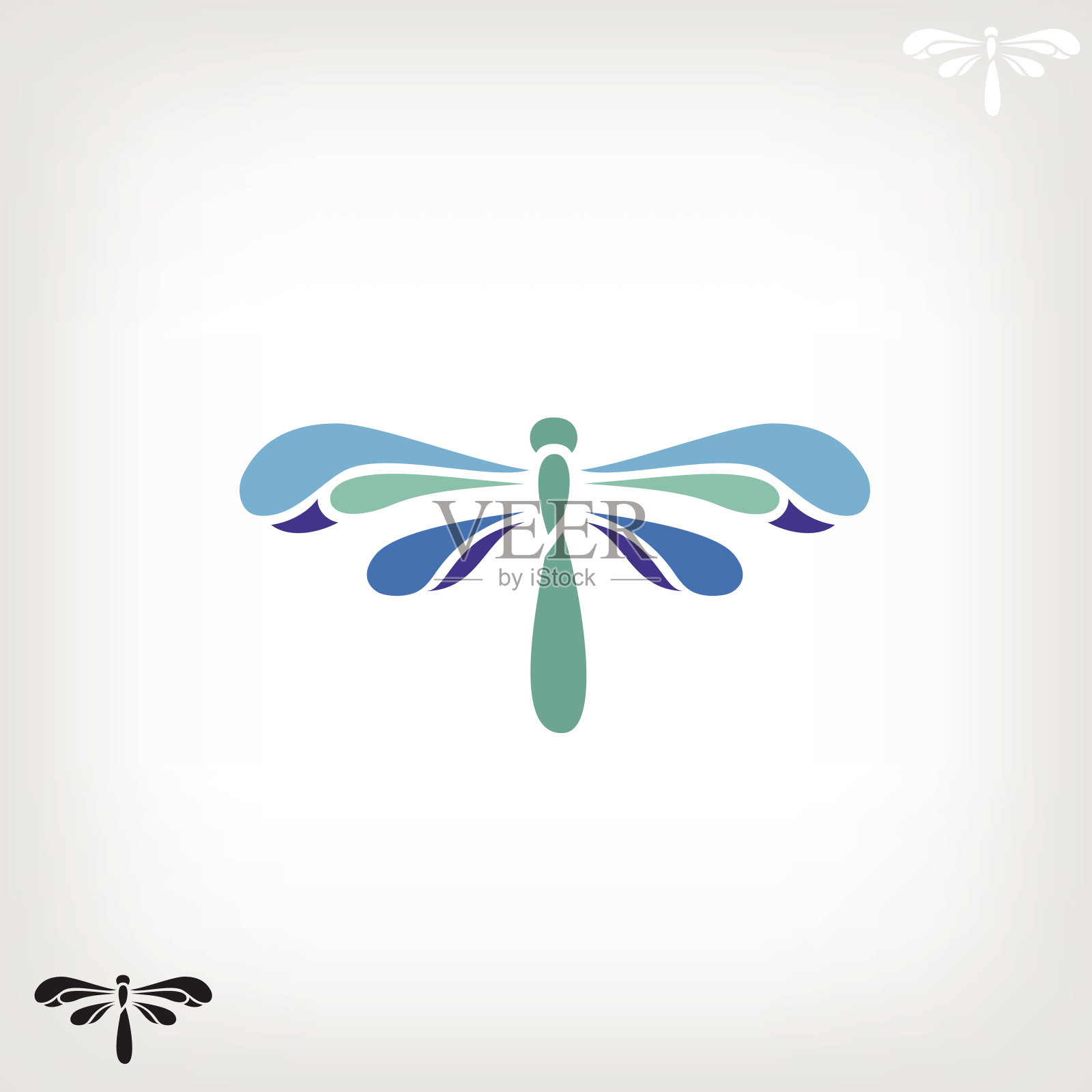 蜻蜓剪影在灯光背景插画图片素材