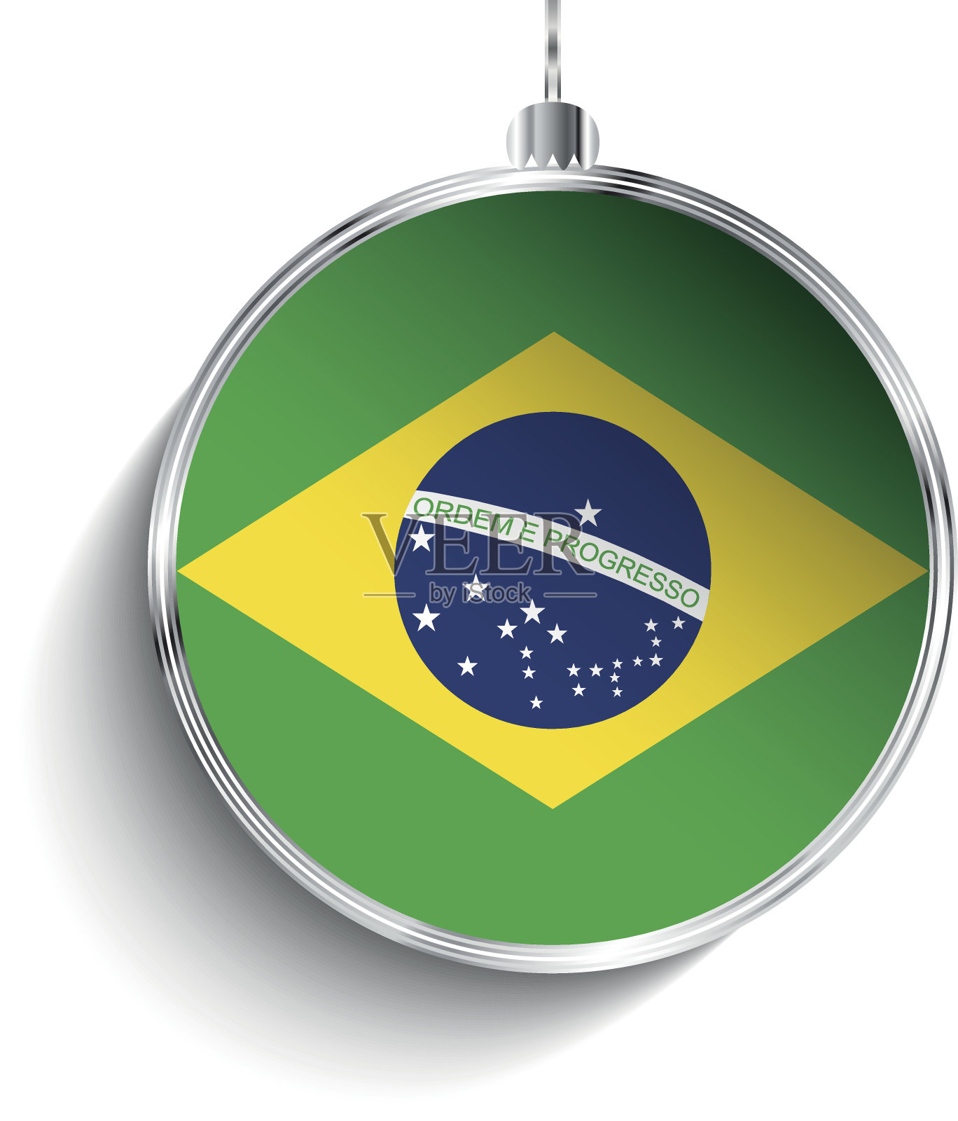 圣诞快乐，巴西国旗银球插画图片素材