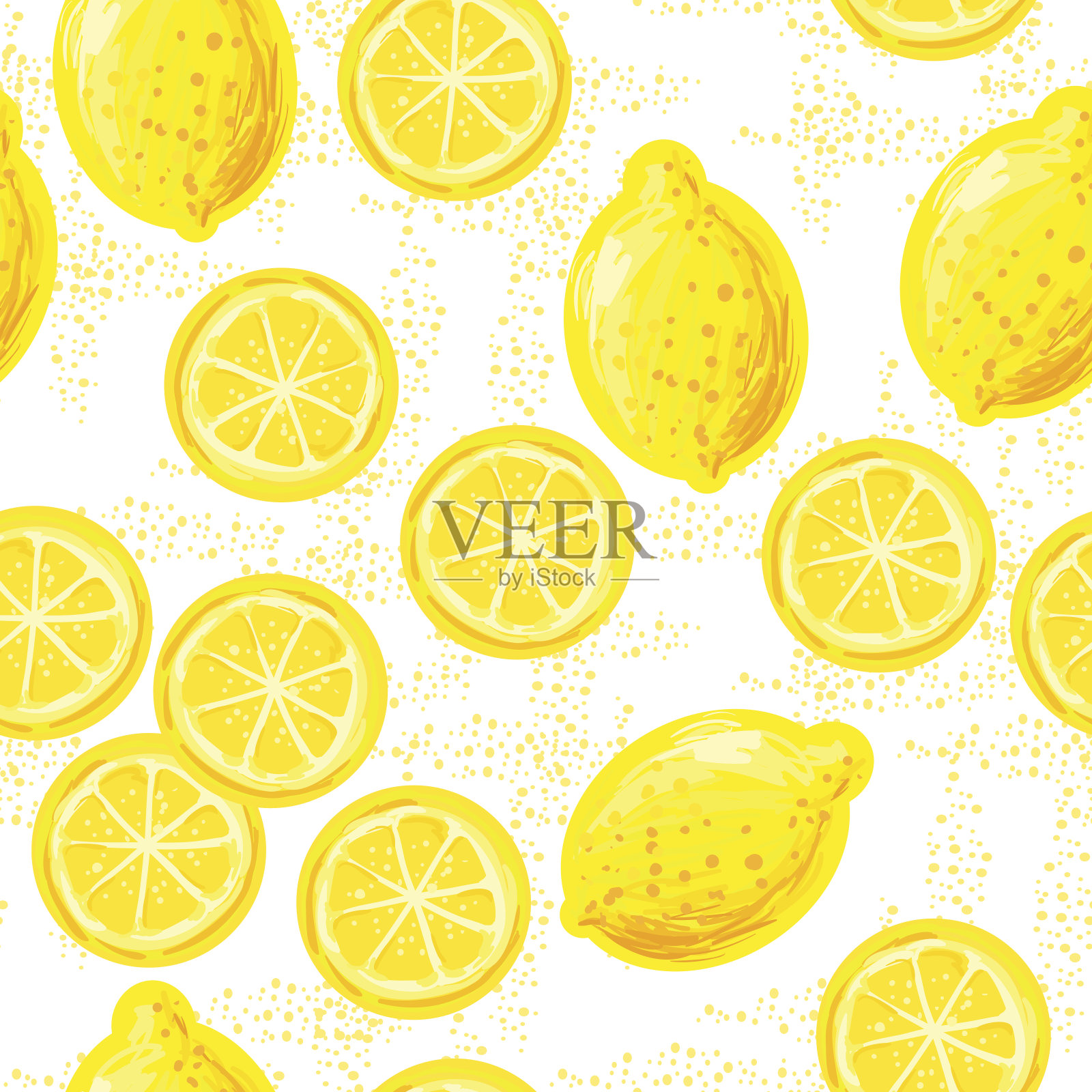 柠檬无缝图案插画图片素材