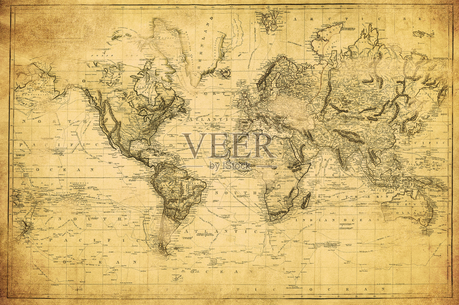 1831年的世界地图照片摄影图片
