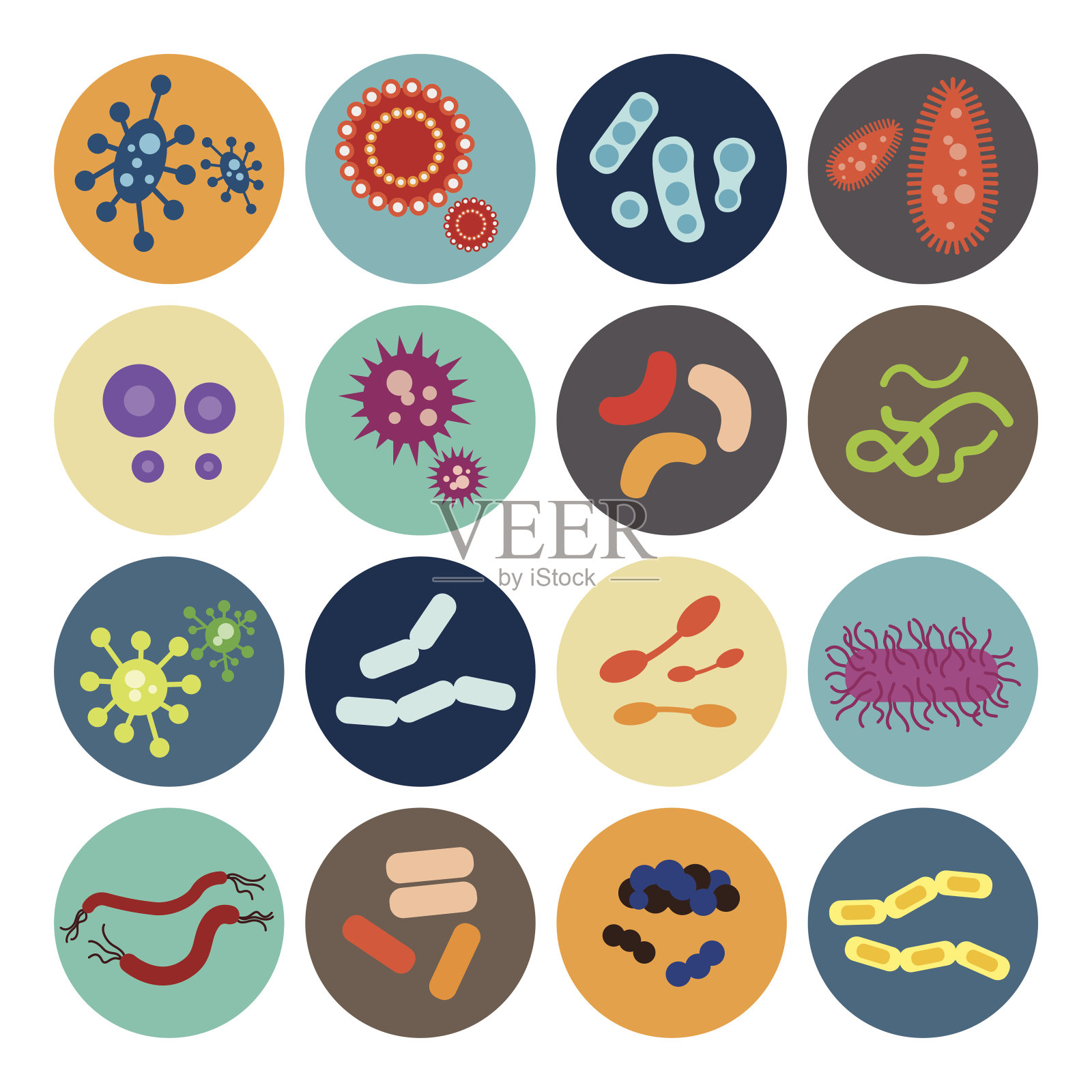细菌和病毒图标集插画图片素材