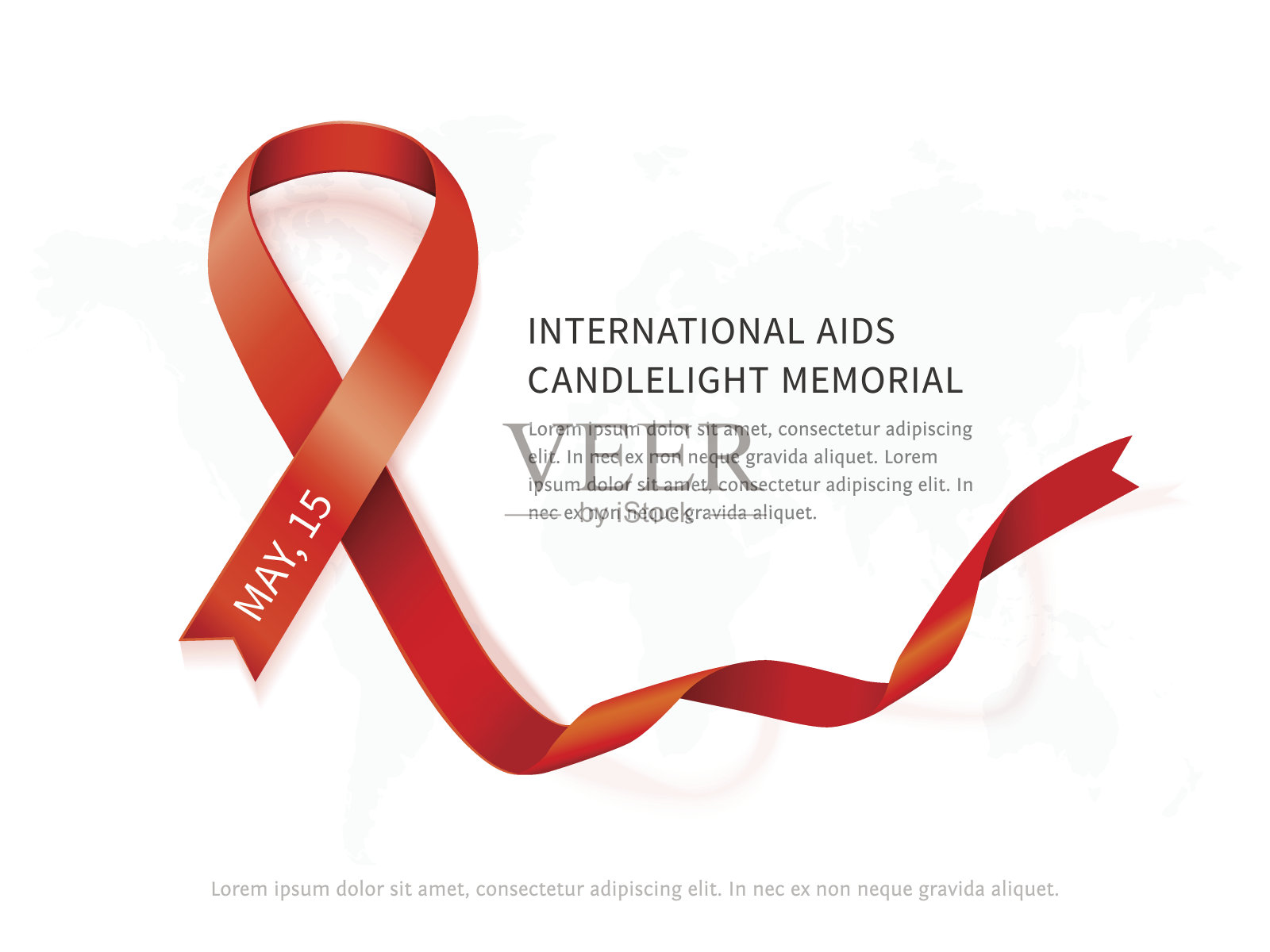 意识红矢量丝带，象征艾滋病孤立纪念日插画图片素材