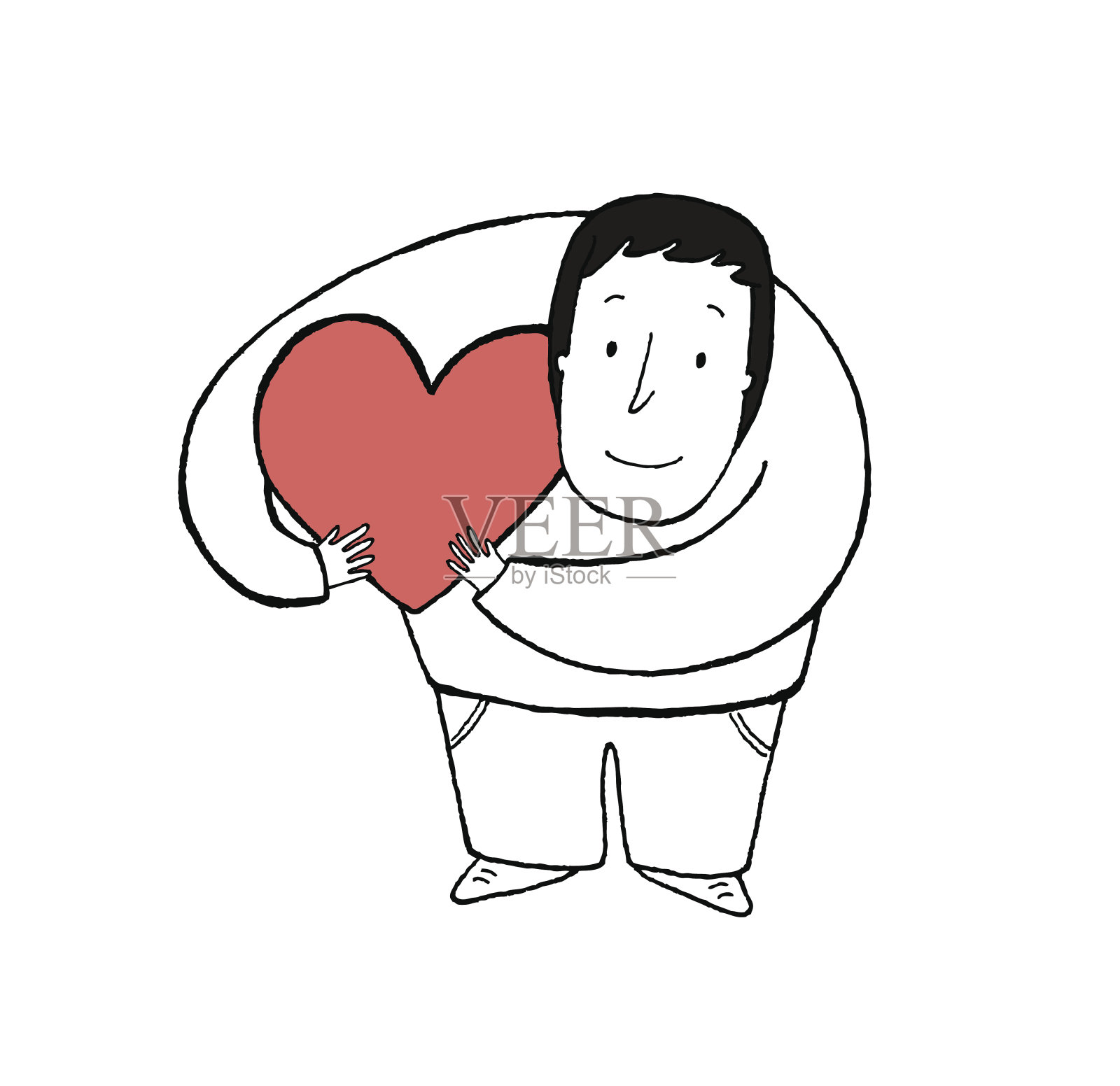 男人抱着一颗爱的心，矢量插画插画图片素材