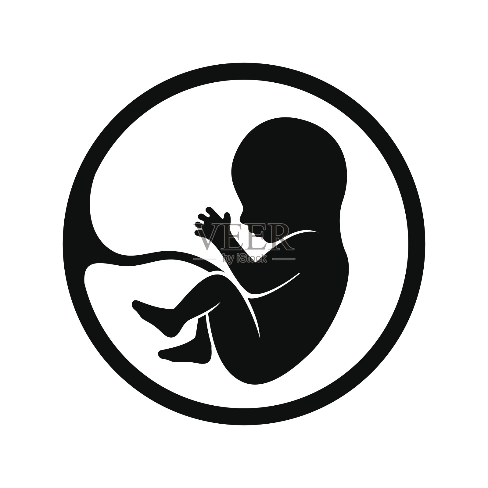 胎儿图标孤立在白色背景插画图片素材