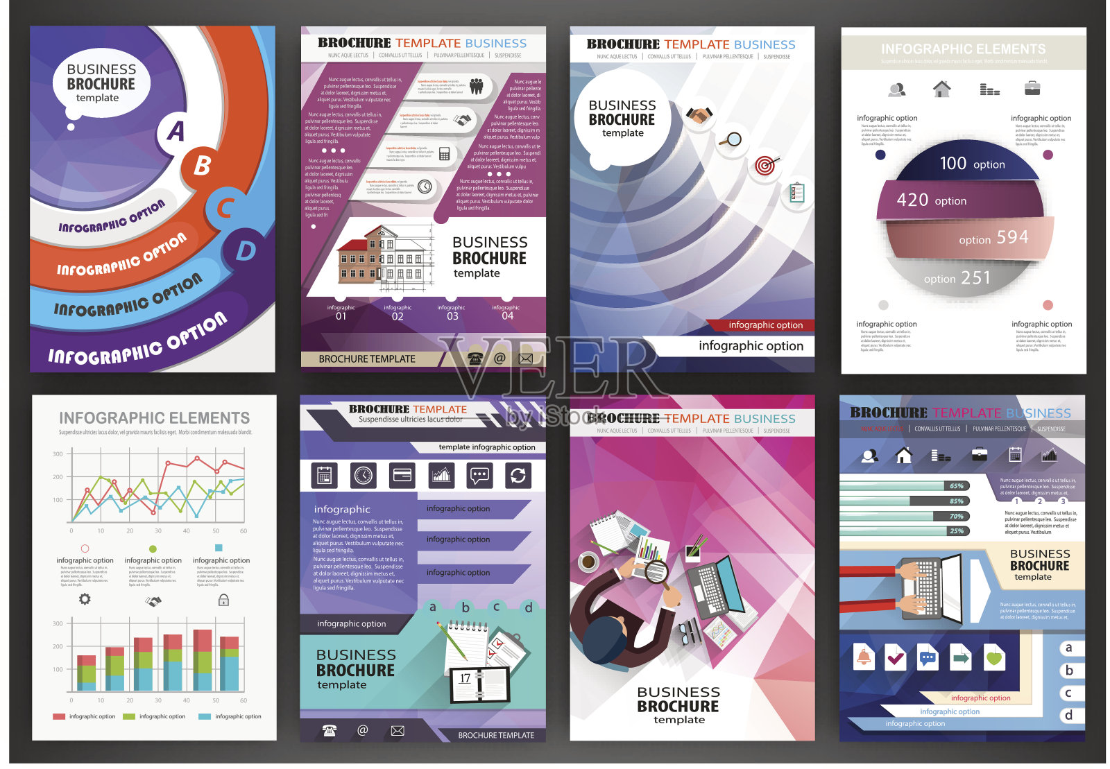 商业手册模板，抽象概念信息图和ic设计模板素材