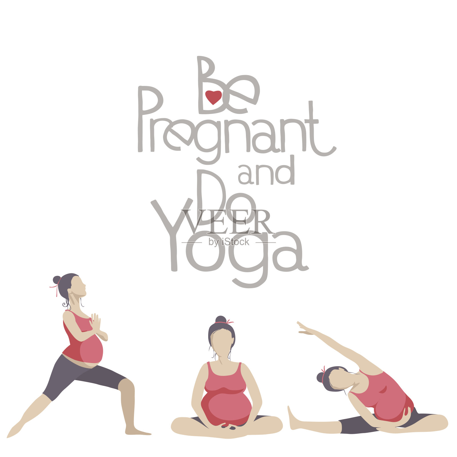 孕妇瑜伽插画图片素材