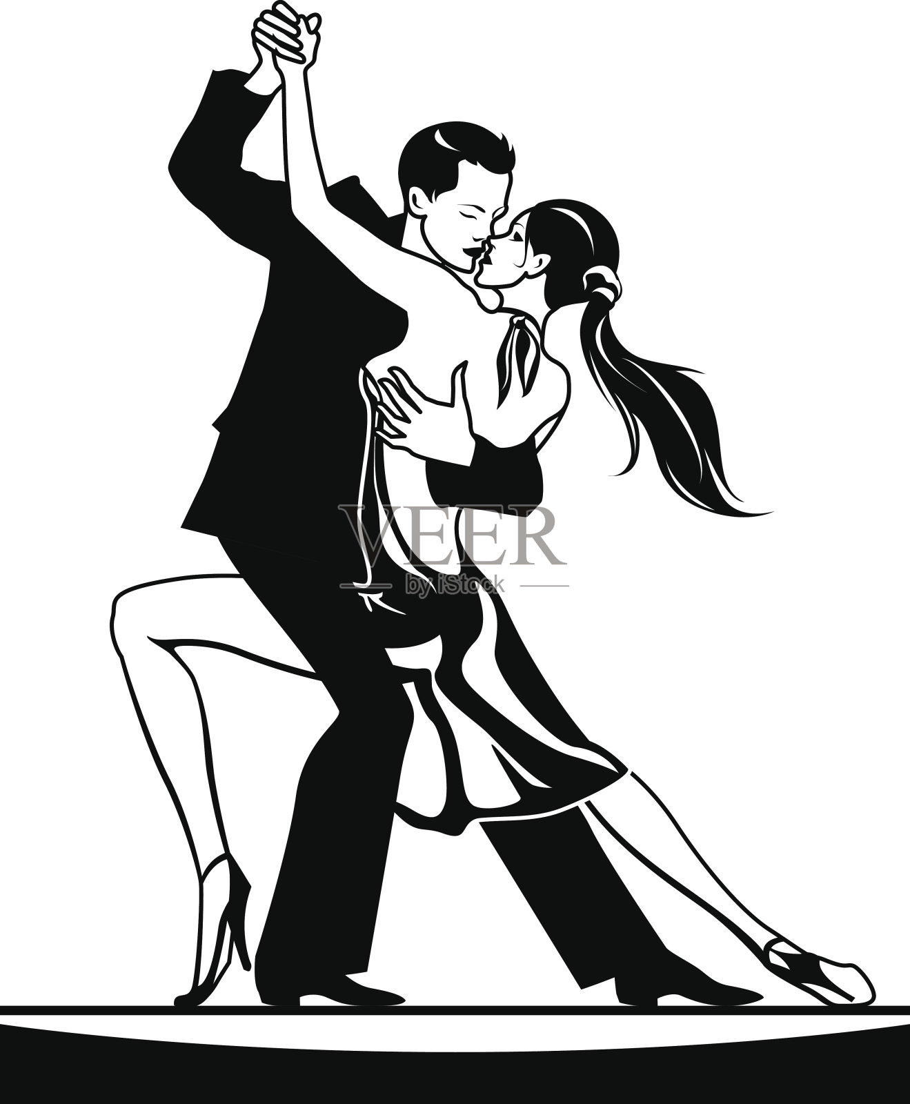 交际舞中的一对舞者插画图片素材